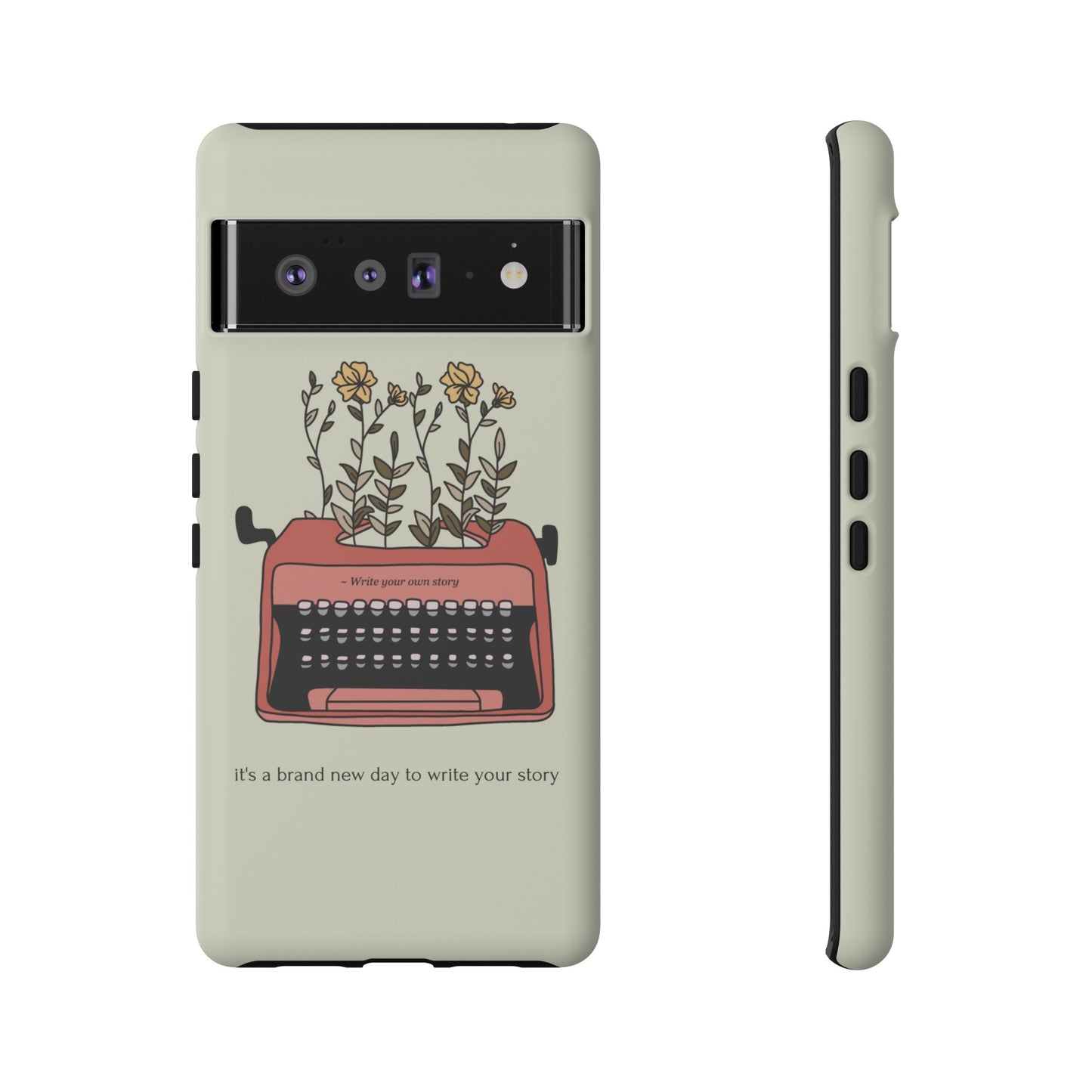 Flower Typewriter Phone Case | iPhone 15 Plus/ Pro, 14, 13, 12| Google Pixel 7, Pro, 5| Samsung Galaxy S23 All Major Phone Models