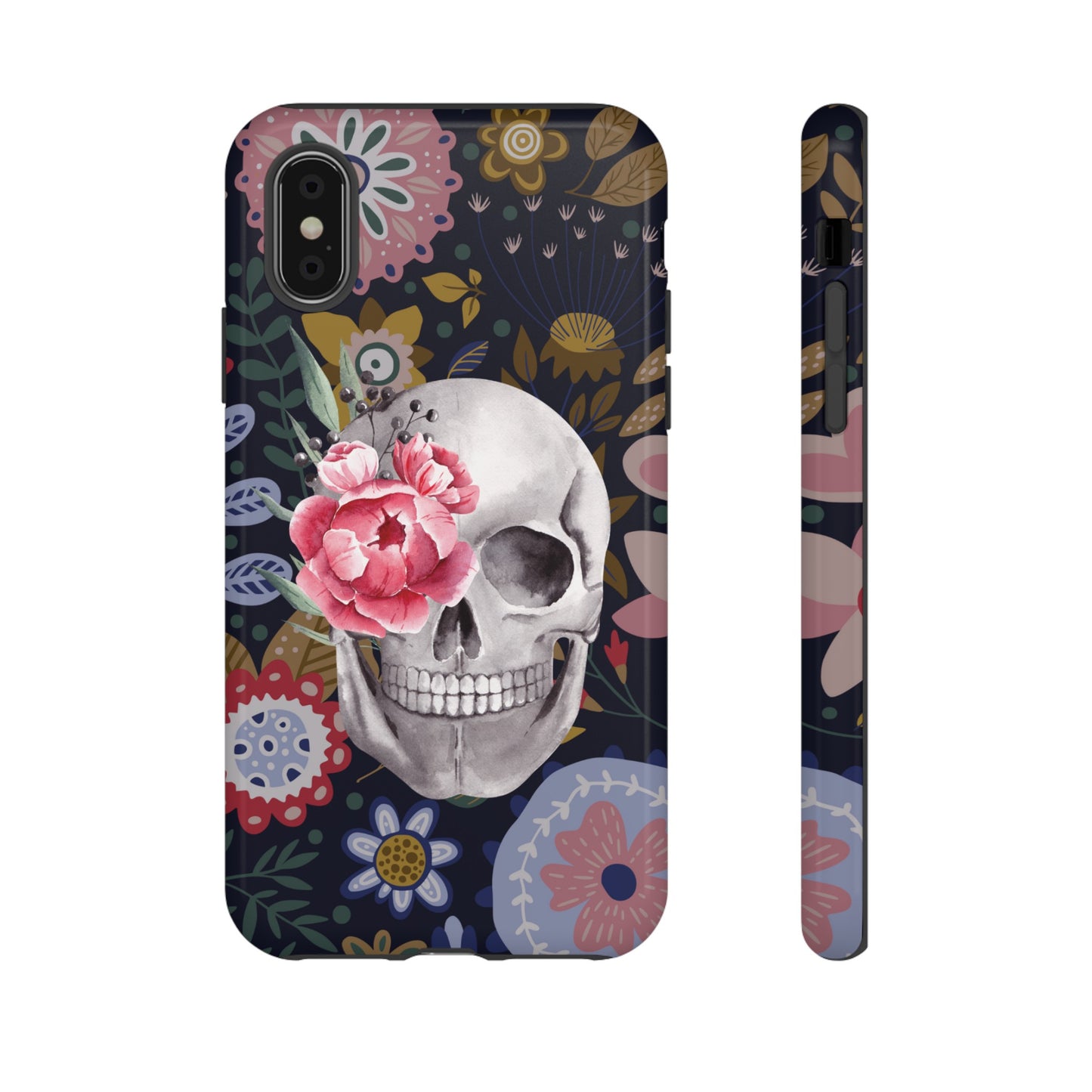 Floral Skull Wallpaper Phone Case | iPhone 15 Plus/ Pro, 14, 13, 12| Google Pixel 7, Pro, 5| Samsung Galaxy S23 All Major Phone Models