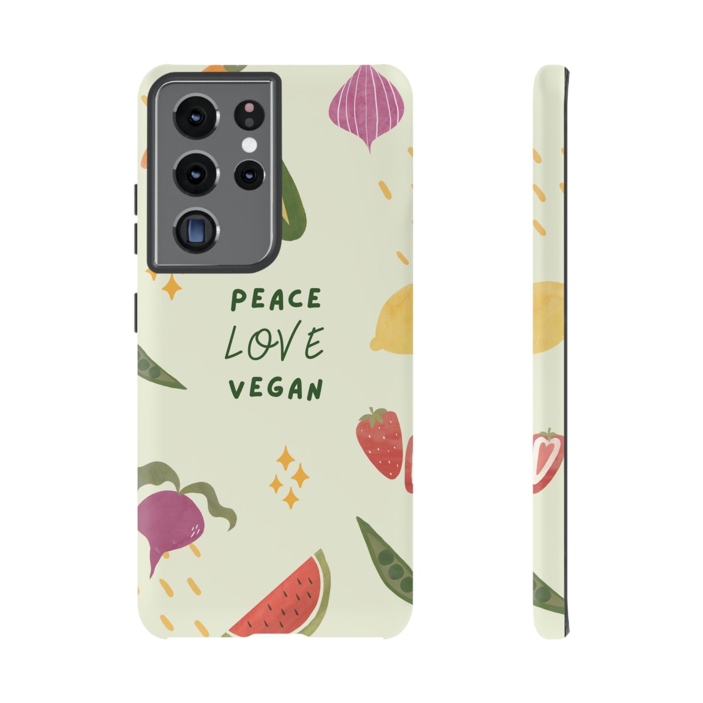 Peace Love Vegan Wallpaper Phone Case | iPhone 15 Plus/ Pro, 14, 13, 12| Google Pixel 7, Pro, 5| Samsung Galaxy S23 All Major Phone Models