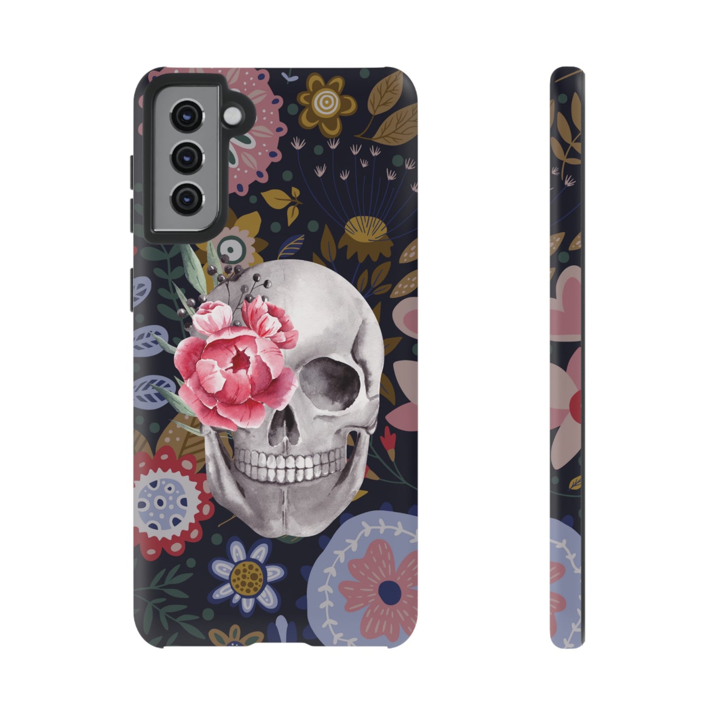 Floral Skull Wallpaper Phone Case | iPhone 15 Plus/ Pro, 14, 13, 12| Google Pixel 7, Pro, 5| Samsung Galaxy S23 All Major Phone Models