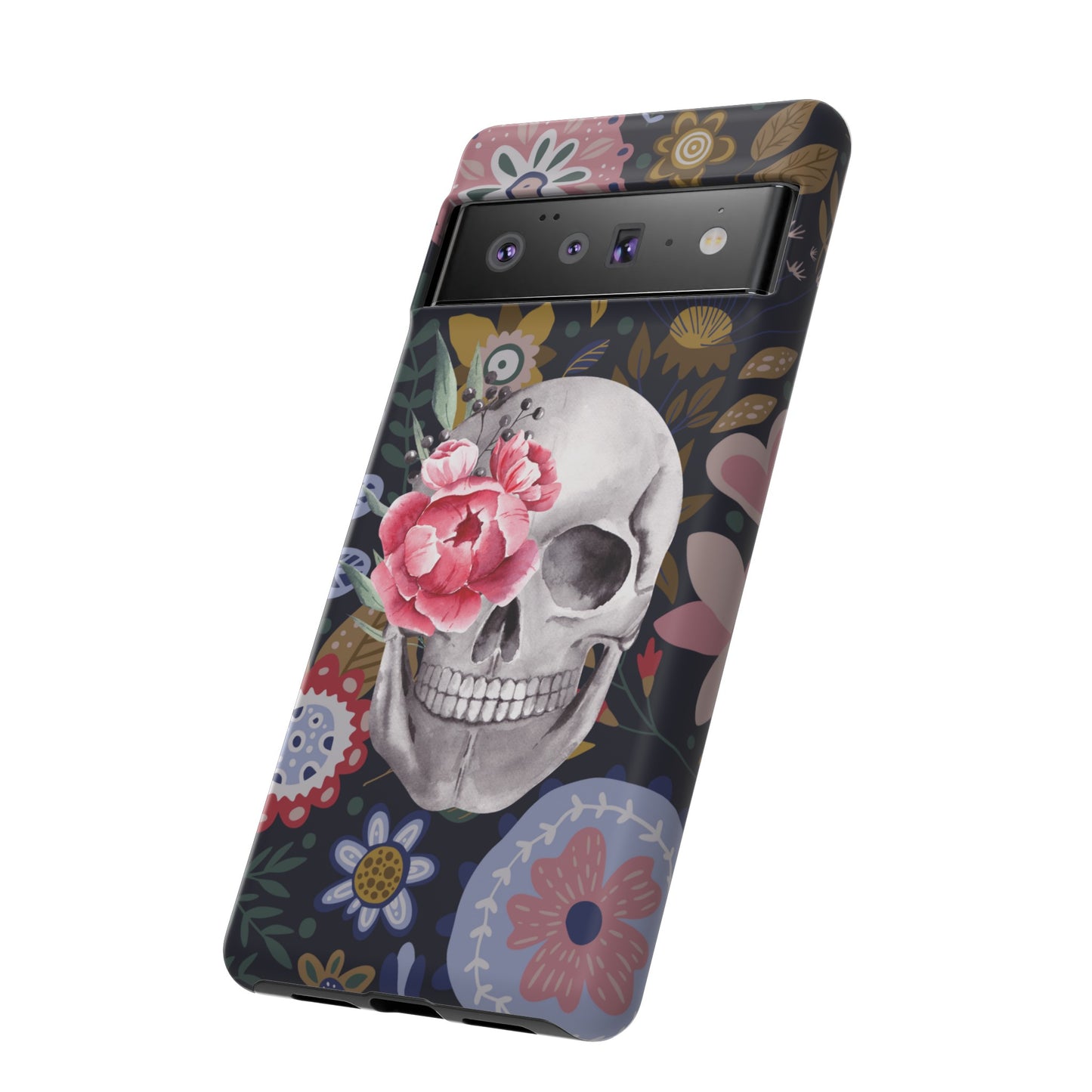 Floral Skull Wallpaper Phone Case | iPhone 15 Plus/ Pro, 14, 13, 12| Google Pixel 7, Pro, 5| Samsung Galaxy S23 All Major Phone Models