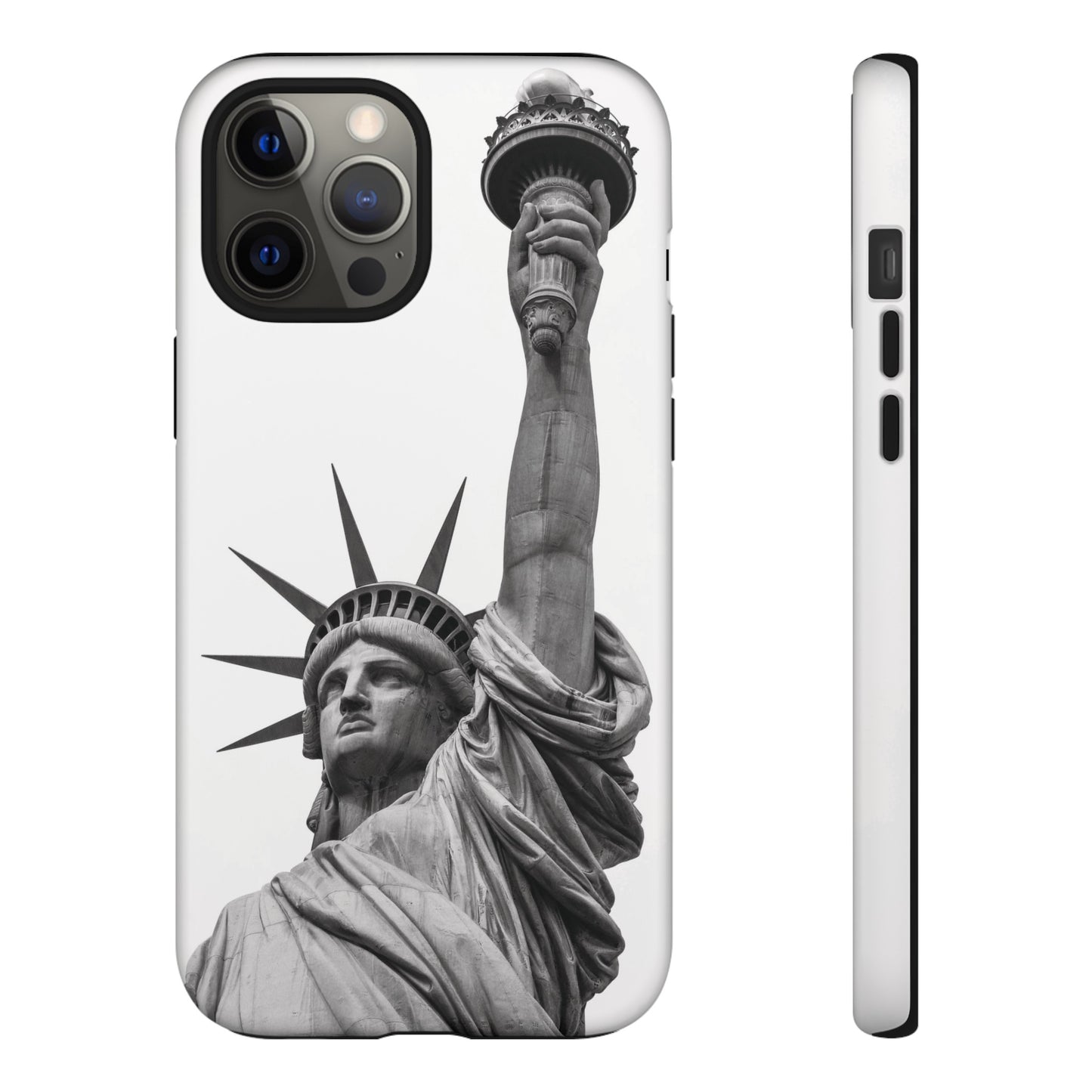 Black & White Statue of Liberty Wallpaper Phone Case | iPhone 15 Plus/ Pro, 14, 13, 12| Google Pixel 7, Pro, 5| Samsung Galaxy S23 All Major Phone Models