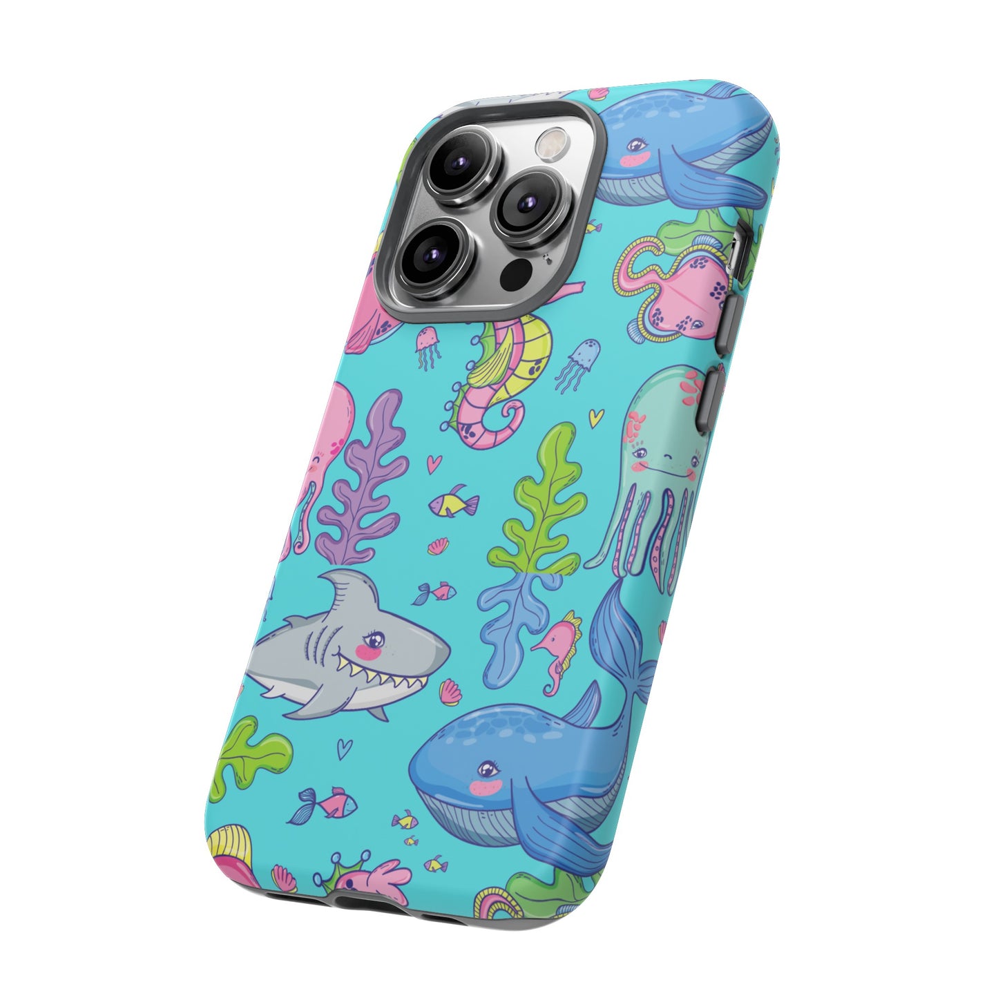 Cartoon Sea Creatures Wallpaper Phone Case | iPhone 15 Plus/ Pro, 14, 13, 12| Google Pixel 7, Pro, 5| Samsung Galaxy S23 All Major Phone Models