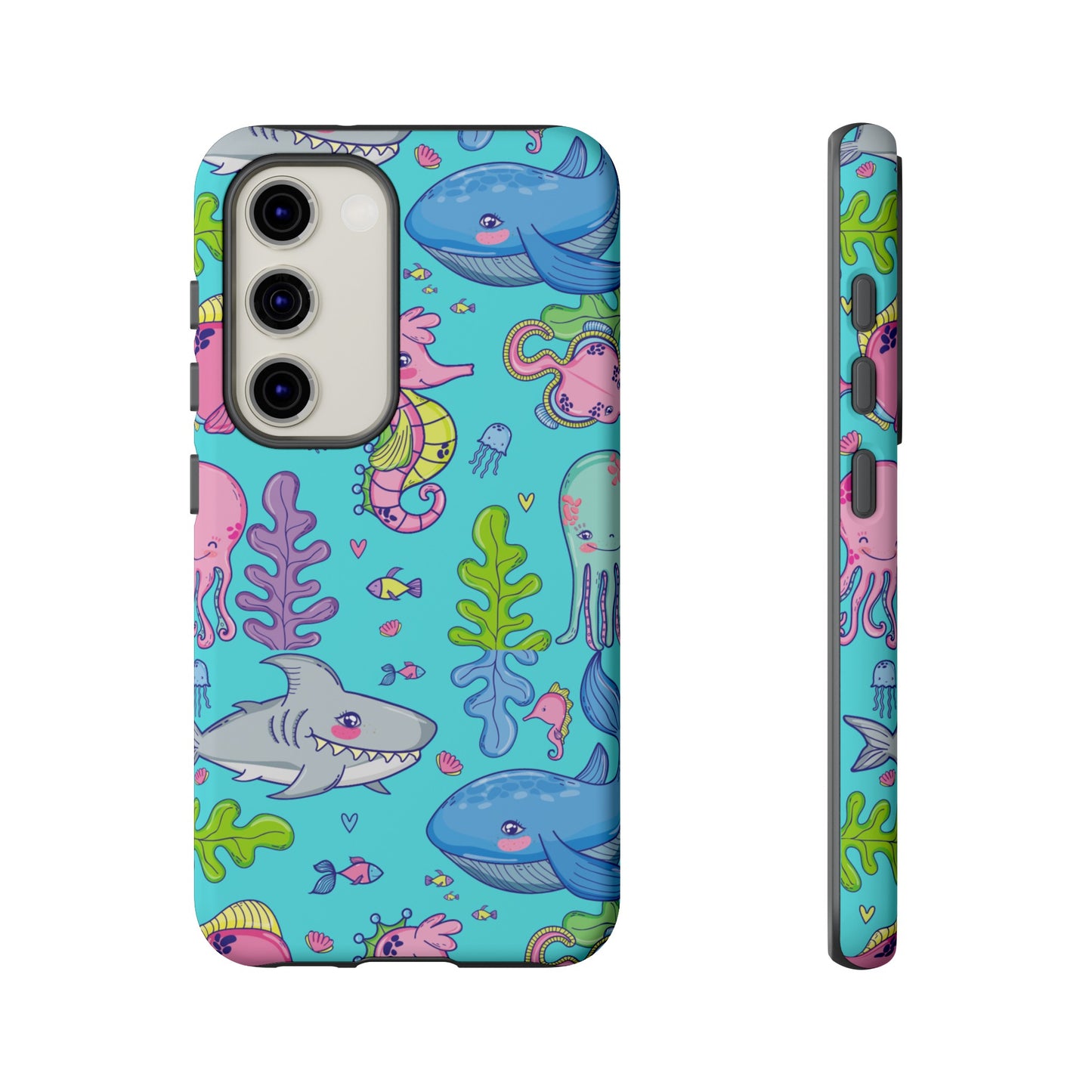 Cartoon Sea Creatures Wallpaper Phone Case | iPhone 15 Plus/ Pro, 14, 13, 12| Google Pixel 7, Pro, 5| Samsung Galaxy S23 All Major Phone Models