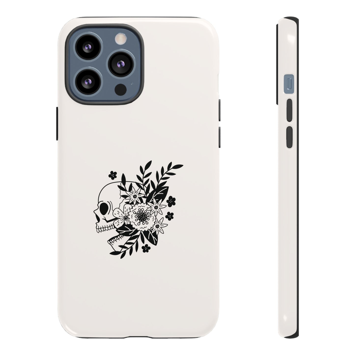 Skull with Flowers Wallpaper Phone Case | iPhone 15 Plus/ Pro, 14, 13, 12| Google Pixel 7, Pro, 5| Samsung Galaxy S23 All Major Phone Models