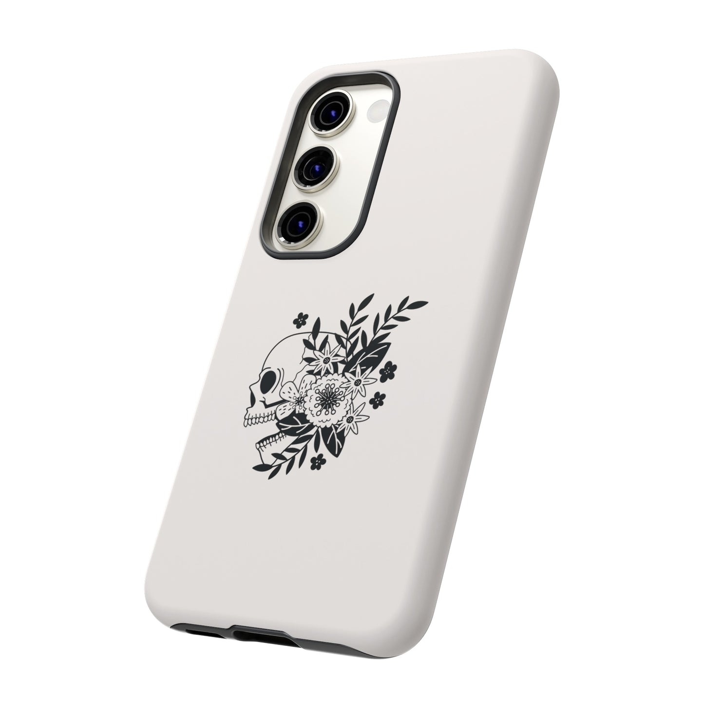 Skull with Flowers Wallpaper Phone Case | iPhone 15 Plus/ Pro, 14, 13, 12| Google Pixel 7, Pro, 5| Samsung Galaxy S23 All Major Phone Models