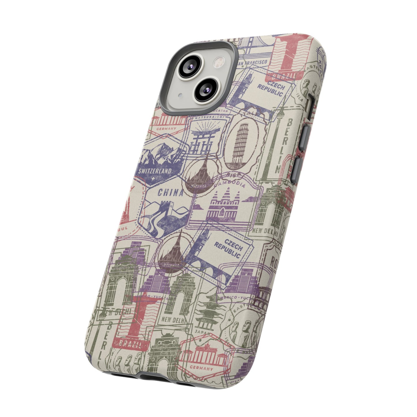 Travel Stamp Wallpaper Phone Case | iPhone 15 Plus/ Pro, 14, 13, 12| Google Pixel 7, Pro, 5| Samsung Galaxy S23 All Major Phone Models