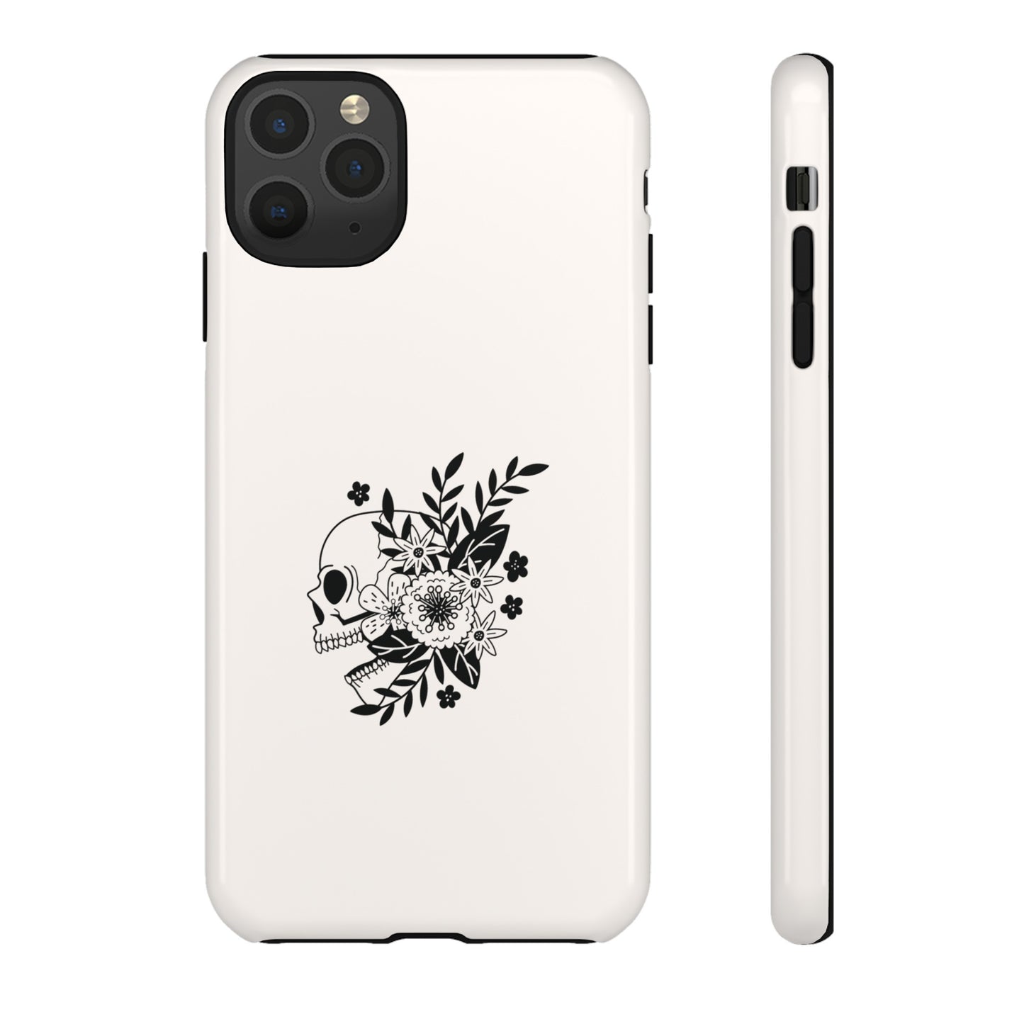 Skull with Flowers Wallpaper Phone Case | iPhone 15 Plus/ Pro, 14, 13, 12| Google Pixel 7, Pro, 5| Samsung Galaxy S23 All Major Phone Models