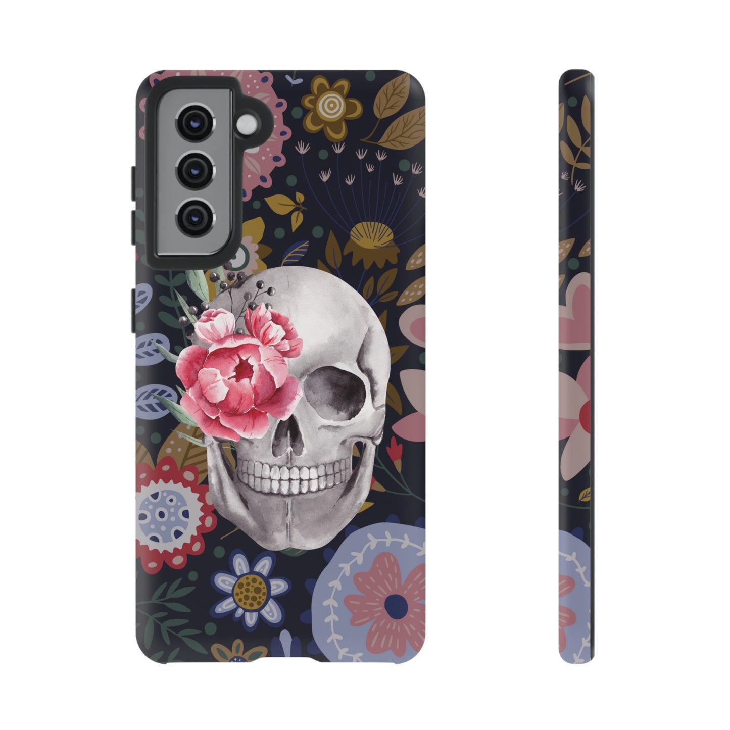 Floral Skull Wallpaper Phone Case | iPhone 15 Plus/ Pro, 14, 13, 12| Google Pixel 7, Pro, 5| Samsung Galaxy S23 All Major Phone Models