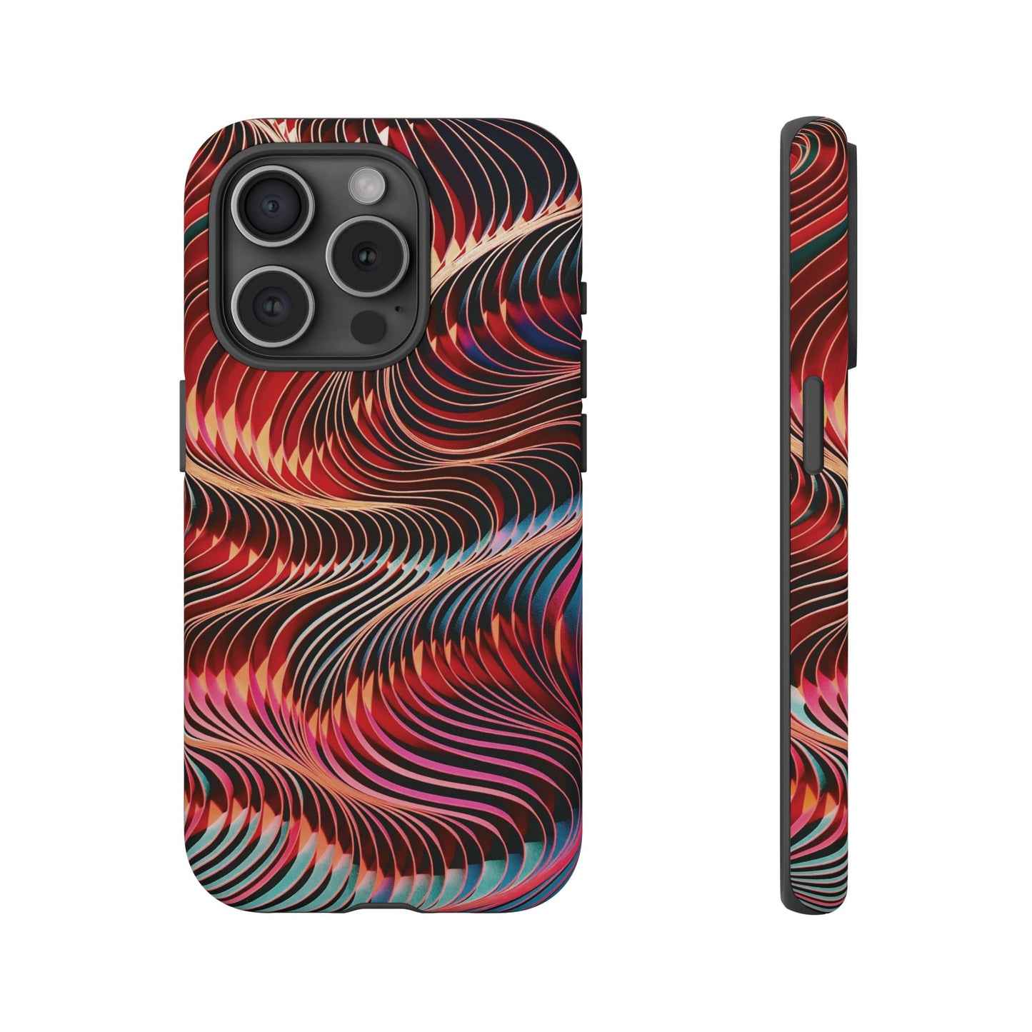 Wavy Crimson Abstract Wallpaper Phone Case|iPhone 15 Plus/ Pro, 14, 13, 12|Google Pixel 7, Pro, 5| Samsung Galaxy S23 All Major Phone Models