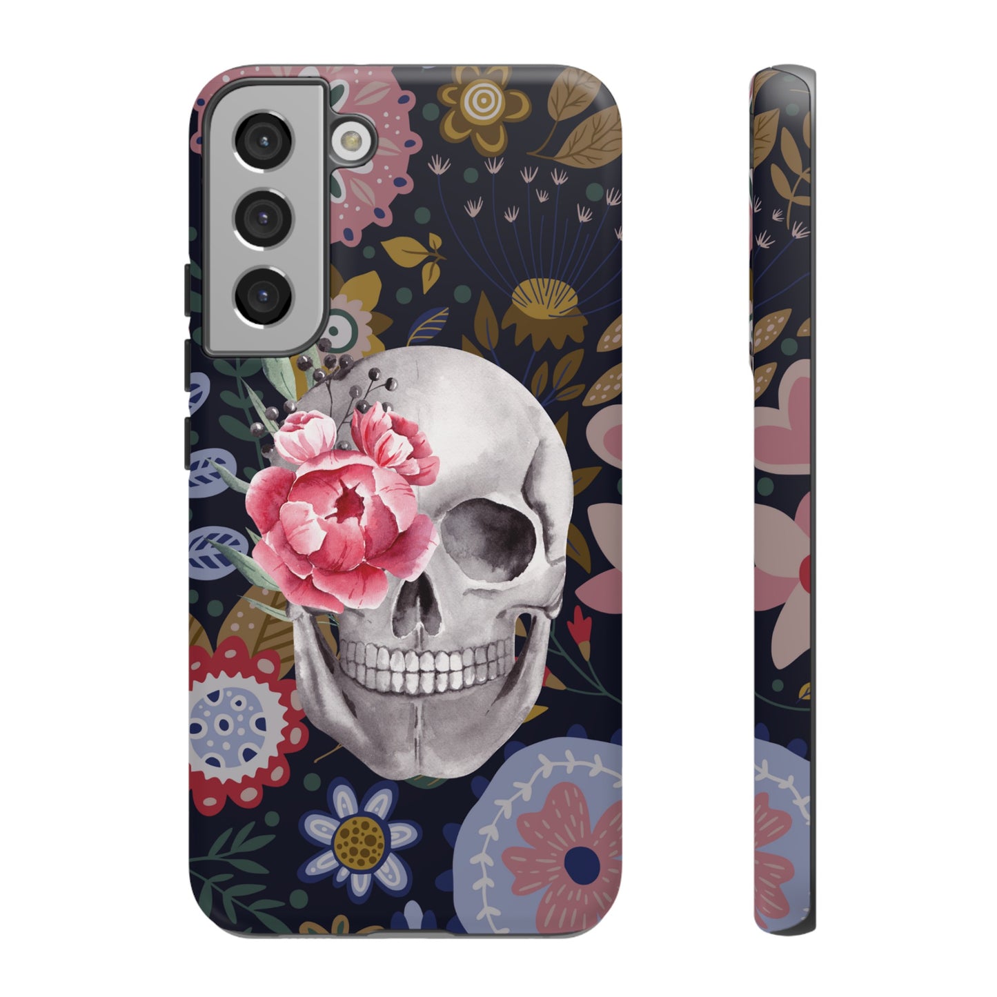 Floral Skull Wallpaper Phone Case | iPhone 15 Plus/ Pro, 14, 13, 12| Google Pixel 7, Pro, 5| Samsung Galaxy S23 All Major Phone Models