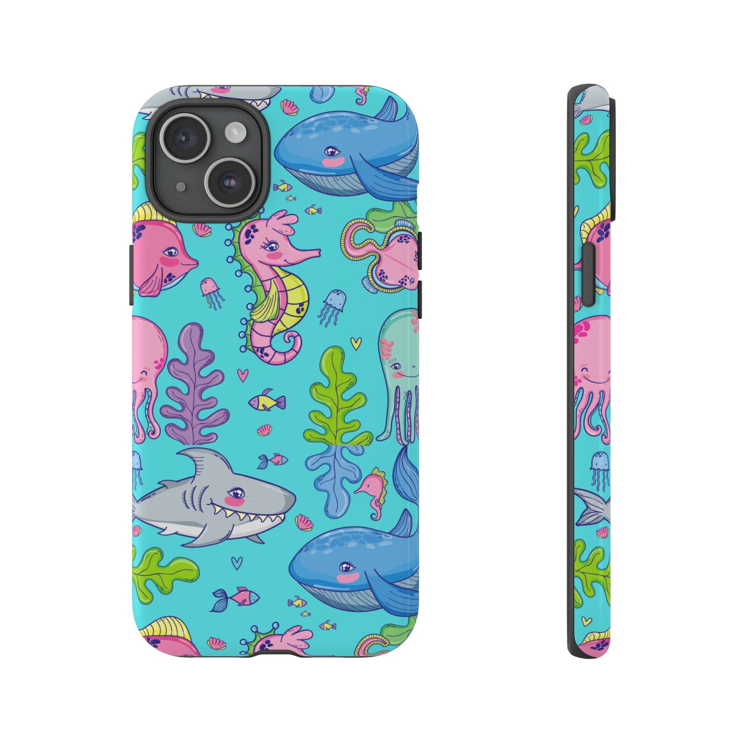 Cartoon Sea Creatures Wallpaper Phone Case | iPhone 15 Plus/ Pro, 14, 13, 12| Google Pixel 7, Pro, 5| Samsung Galaxy S23 All Major Phone Models