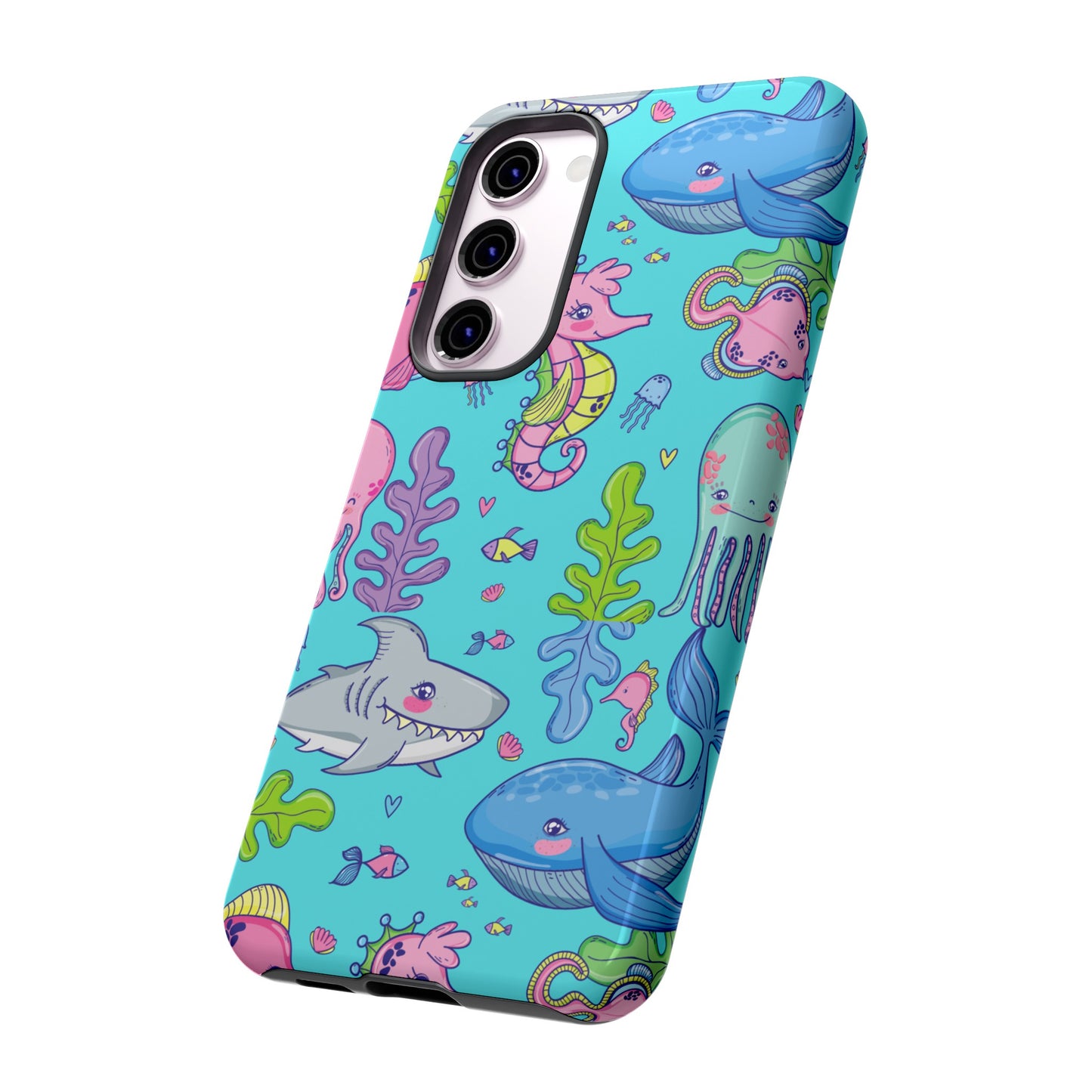 Cartoon Sea Creatures Wallpaper Phone Case | iPhone 15 Plus/ Pro, 14, 13, 12| Google Pixel 7, Pro, 5| Samsung Galaxy S23 All Major Phone Models