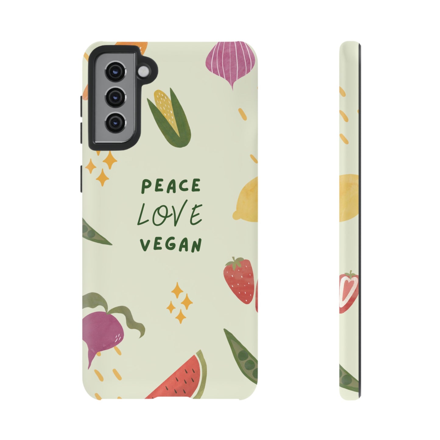 Peace Love Vegan Wallpaper Phone Case | iPhone 15 Plus/ Pro, 14, 13, 12| Google Pixel 7, Pro, 5| Samsung Galaxy S23 All Major Phone Models