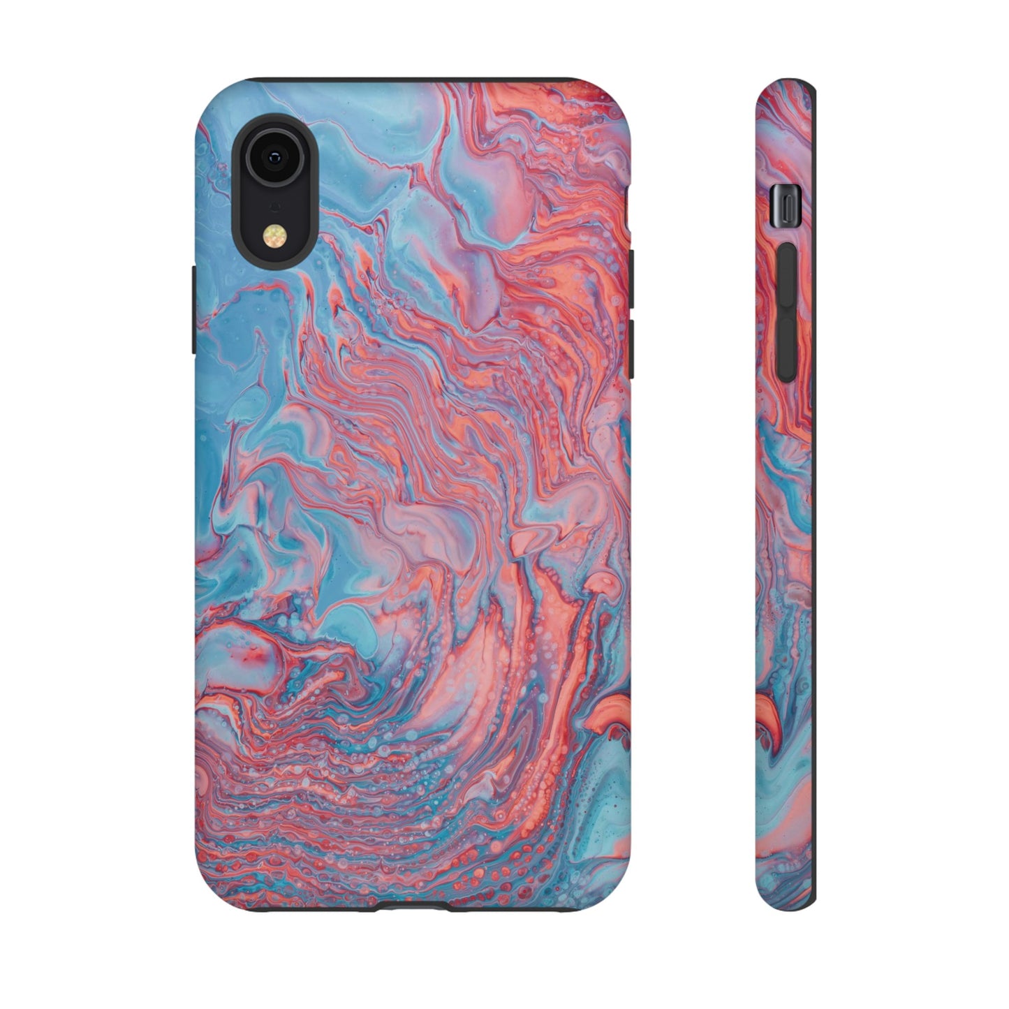 Coral Pink & Blue Abstract Paint Phone Case|iPhone 15 Plus/ Pro, 14, 13, 12|Google Pixel 7, Pro, 5|Samsung Galaxy S23 All Major Phone Models