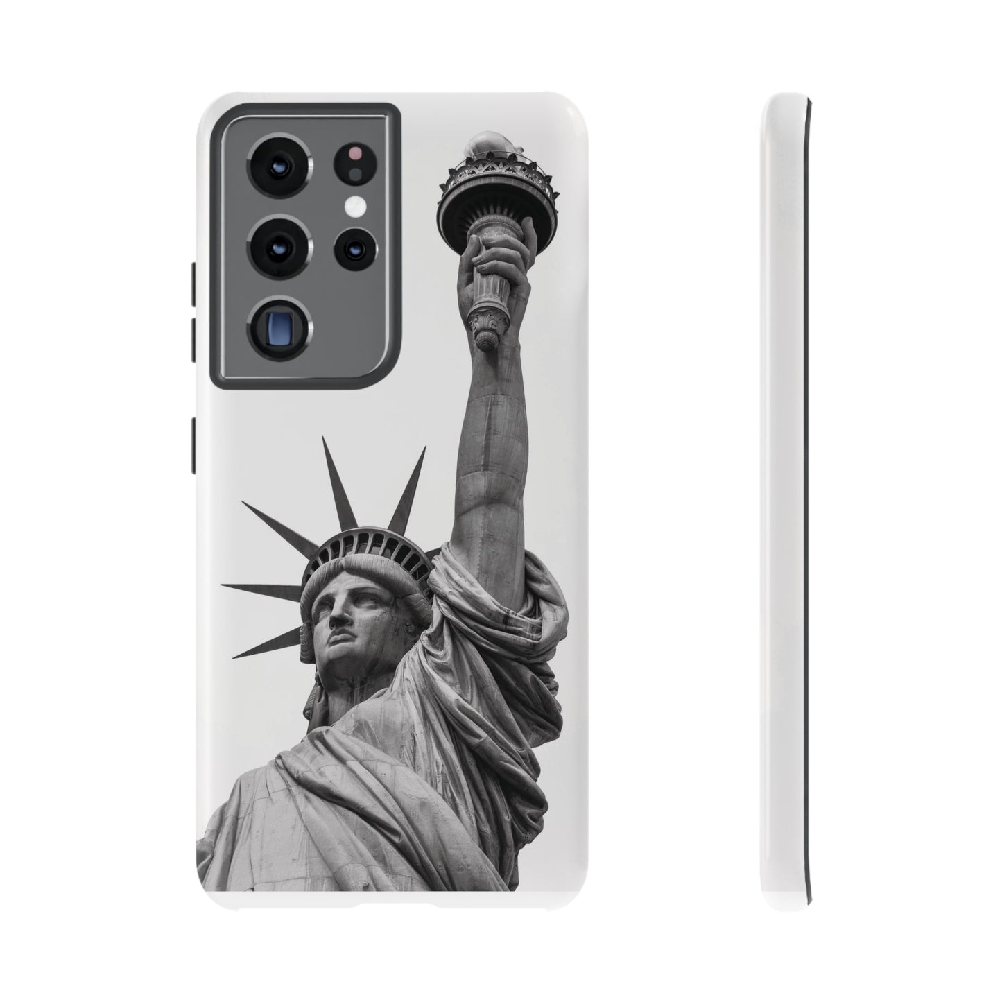 Black & White Statue of Liberty Wallpaper Phone Case | iPhone 15 Plus/ Pro, 14, 13, 12| Google Pixel 7, Pro, 5| Samsung Galaxy S23 All Major Phone Models