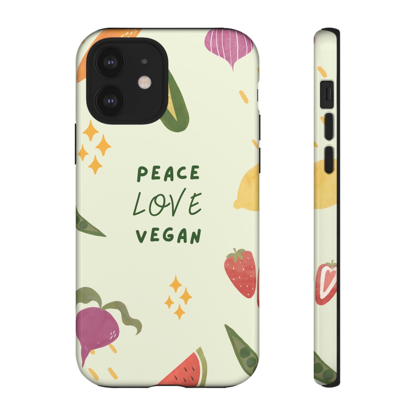 Peace Love Vegan Wallpaper Phone Case | iPhone 15 Plus/ Pro, 14, 13, 12| Google Pixel 7, Pro, 5| Samsung Galaxy S23 All Major Phone Models