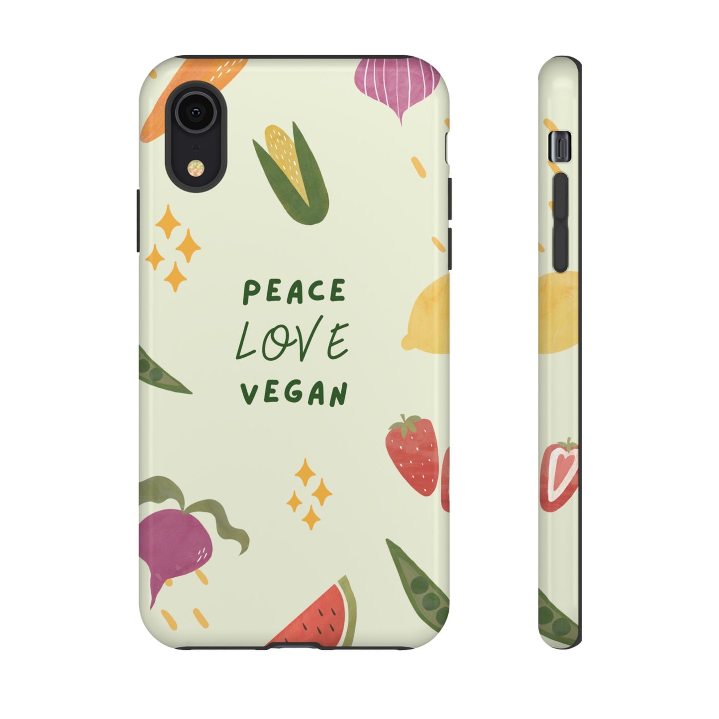 Peace Love Vegan Wallpaper Phone Case | iPhone 15 Plus/ Pro, 14, 13, 12| Google Pixel 7, Pro, 5| Samsung Galaxy S23 All Major Phone Models