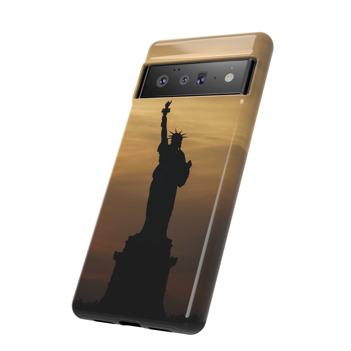 Silhouette Statue Of Liberty Wallpaper Phone Case | iPhone 15 Plus/ Pro, 14, 13, 12| Google Pixel 7, Pro, 5| Samsung Galaxy S23 All Major Phone Models