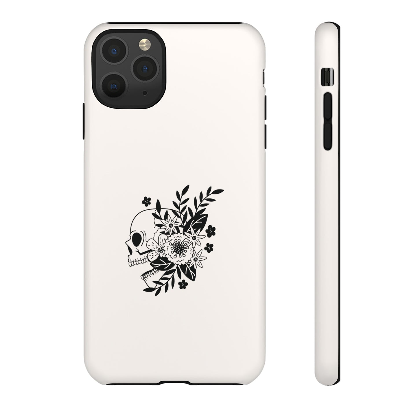 Skull with Flowers Wallpaper Phone Case | iPhone 15 Plus/ Pro, 14, 13, 12| Google Pixel 7, Pro, 5| Samsung Galaxy S23 All Major Phone Models