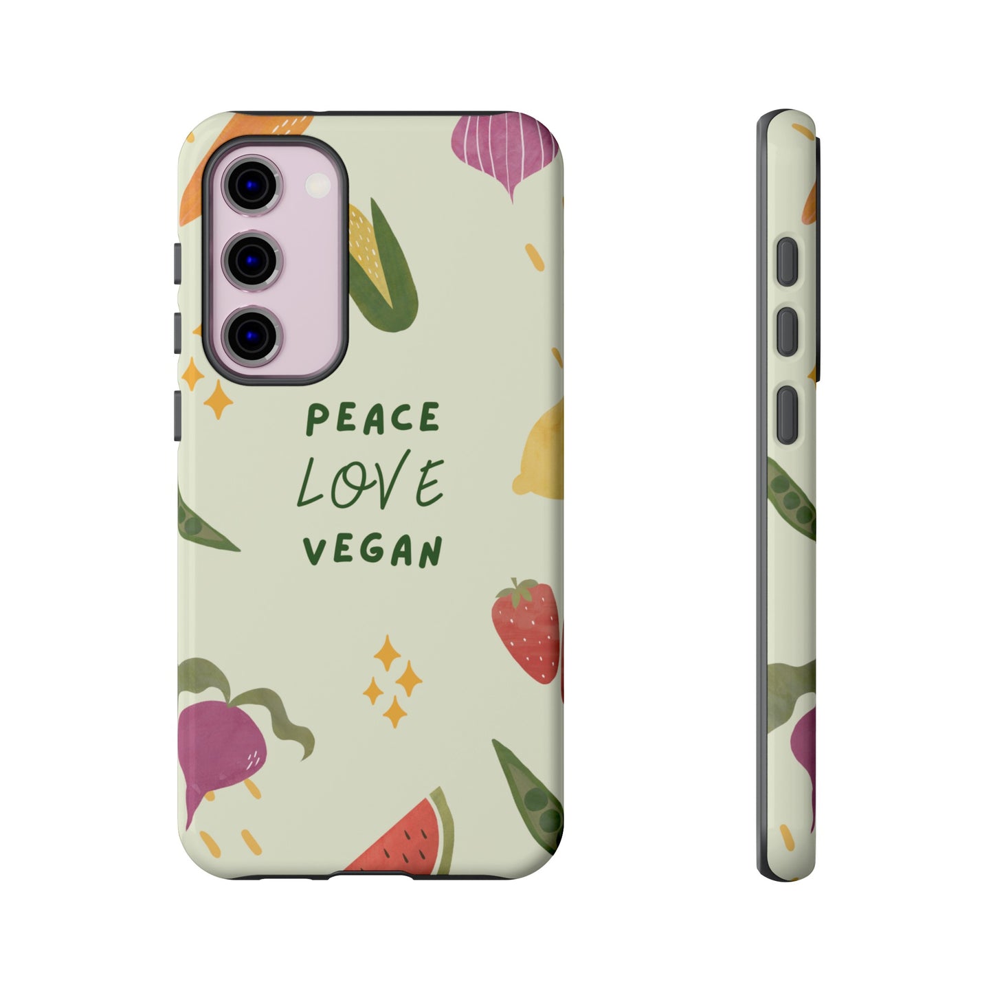 Peace Love Vegan Wallpaper Phone Case | iPhone 15 Plus/ Pro, 14, 13, 12| Google Pixel 7, Pro, 5| Samsung Galaxy S23 All Major Phone Models