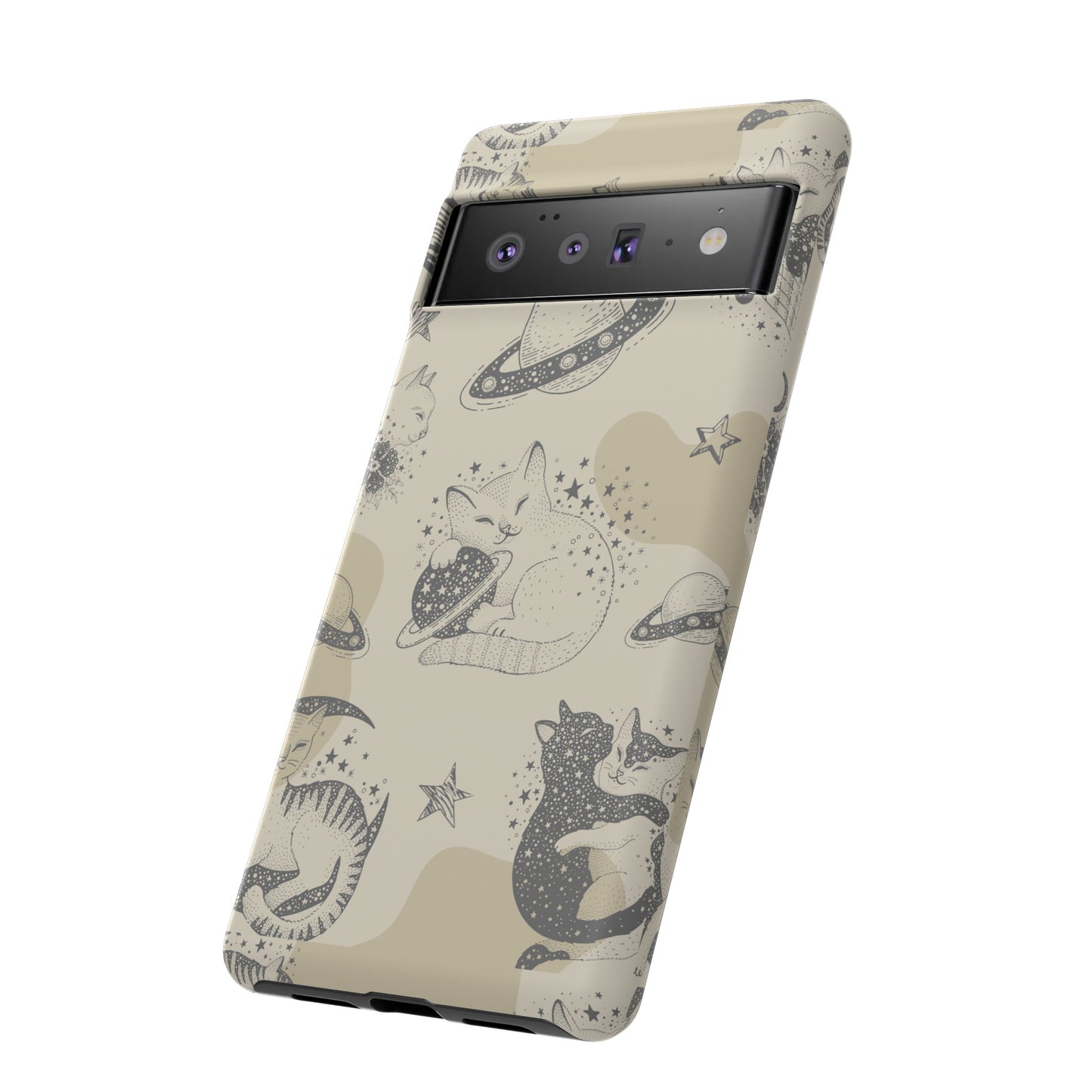 Floating Cosmic Cat Comfort Phone Case | iPhone 15 Plus/ Pro, 14, 13, 12| Google Pixel 7, Pro, 5| Samsung Galaxy S23 All Major Phone Models