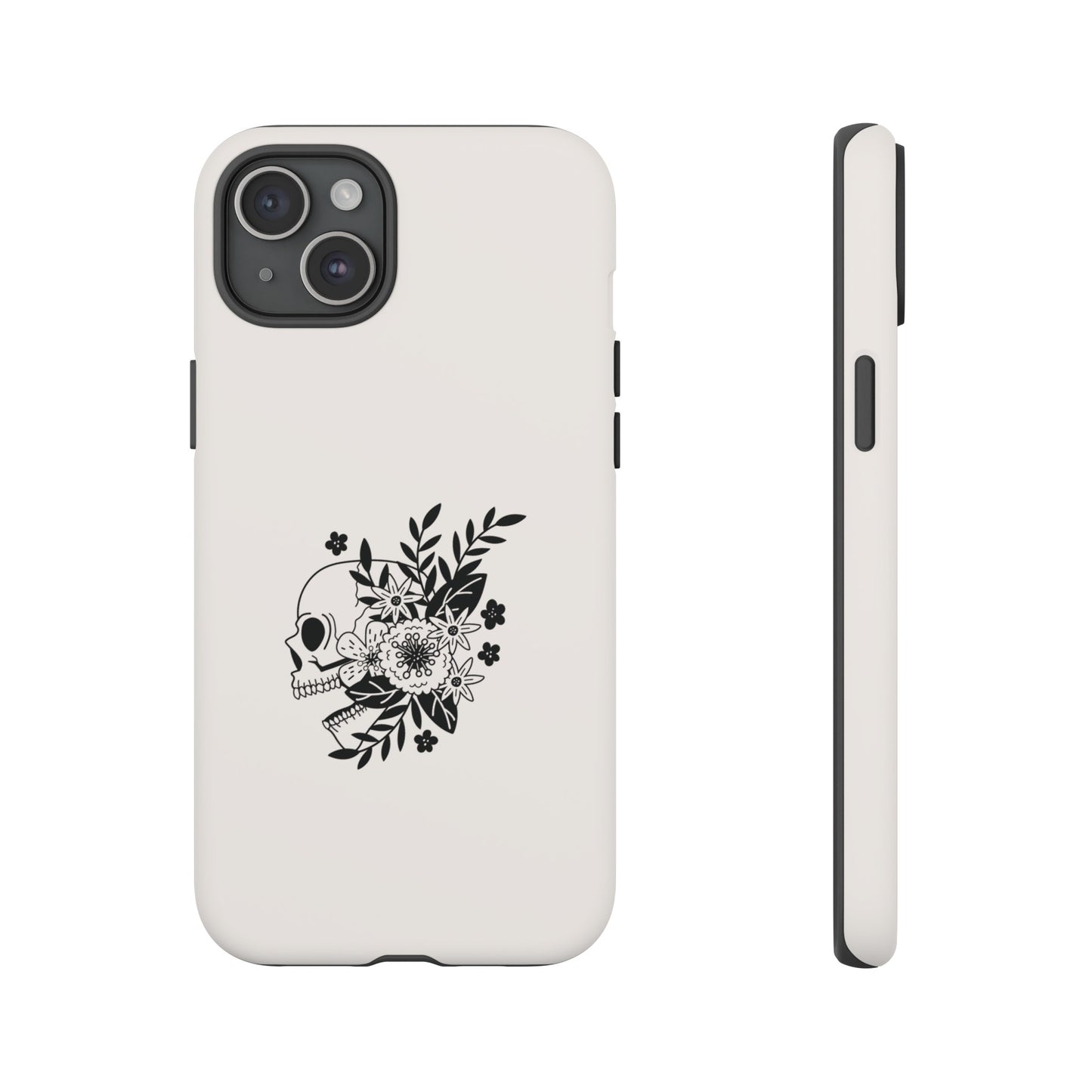 Skull with Flowers Wallpaper Phone Case | iPhone 15 Plus/ Pro, 14, 13, 12| Google Pixel 7, Pro, 5| Samsung Galaxy S23 All Major Phone Models