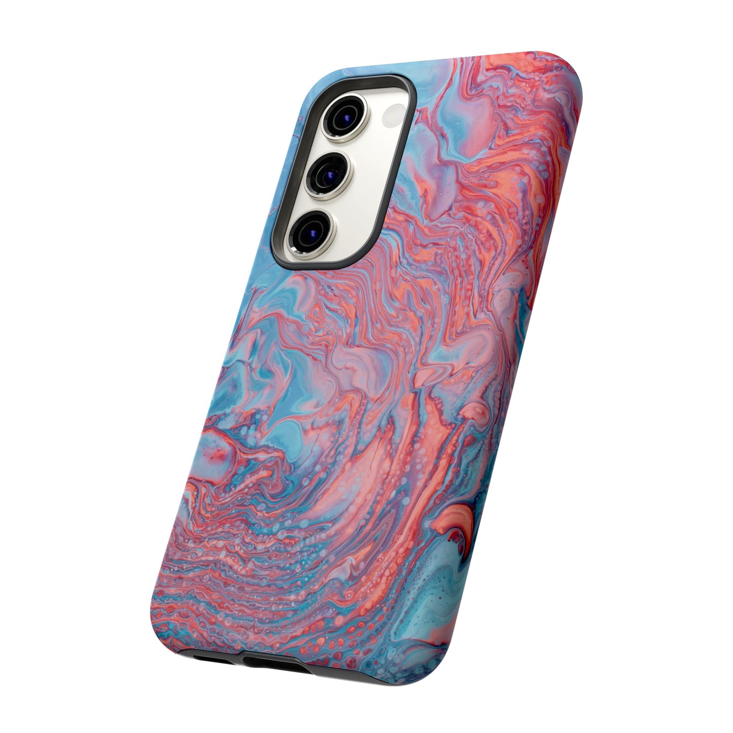 Coral Pink & Blue Abstract Paint Phone Case|iPhone 15 Plus/ Pro, 14, 13, 12|Google Pixel 7, Pro, 5|Samsung Galaxy S23 All Major Phone Models