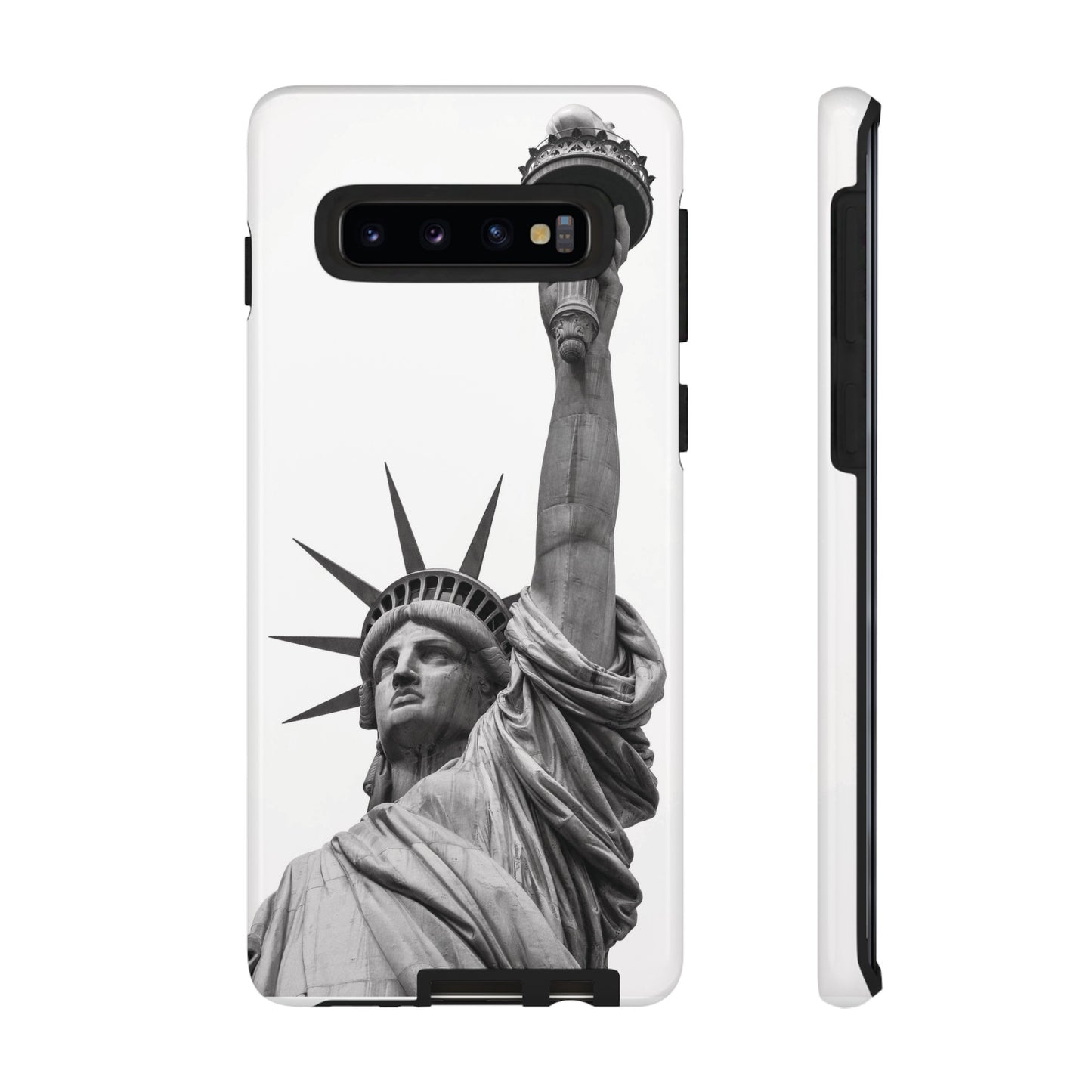 Black & White Statue of Liberty Wallpaper Phone Case | iPhone 15 Plus/ Pro, 14, 13, 12| Google Pixel 7, Pro, 5| Samsung Galaxy S23 All Major Phone Models