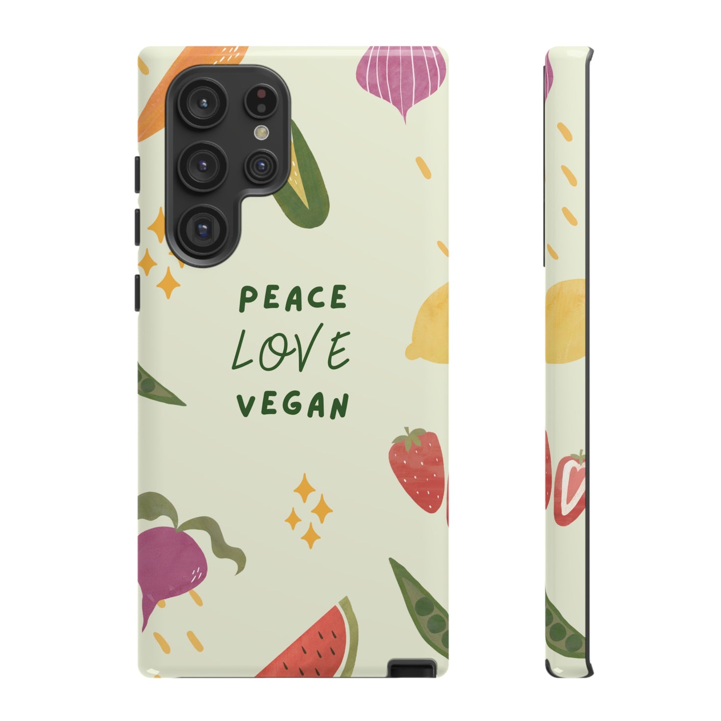 Peace Love Vegan Wallpaper Phone Case | iPhone 15 Plus/ Pro, 14, 13, 12| Google Pixel 7, Pro, 5| Samsung Galaxy S23 All Major Phone Models