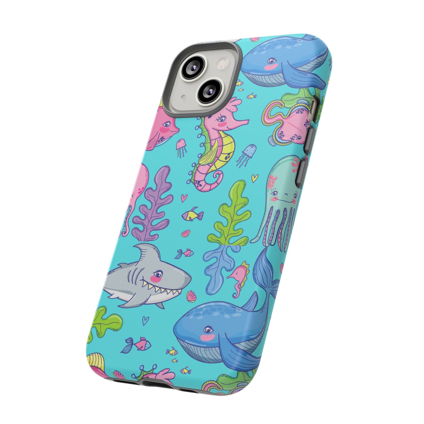 Cartoon Sea Creatures Wallpaper Phone Case | iPhone 15 Plus/ Pro, 14, 13, 12| Google Pixel 7, Pro, 5| Samsung Galaxy S23 All Major Phone Models