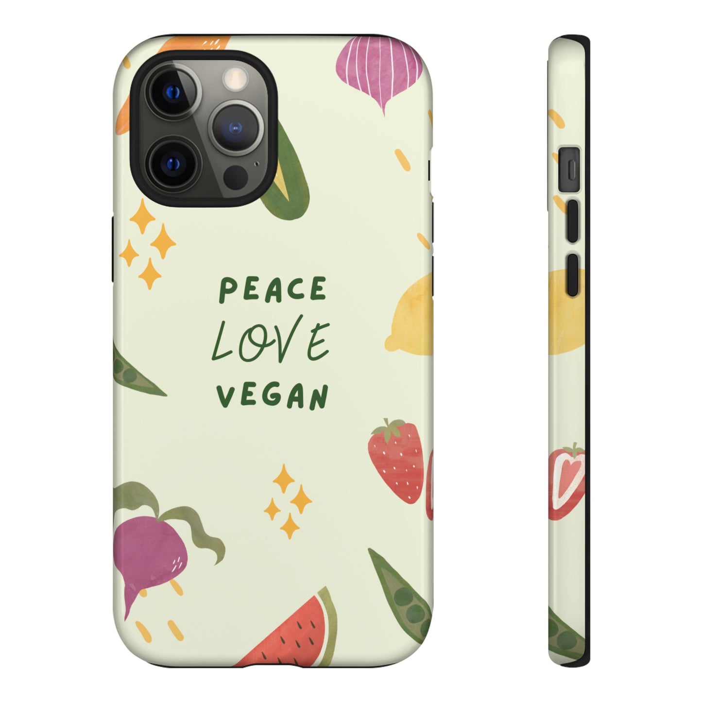 Peace Love Vegan Wallpaper Phone Case | iPhone 15 Plus/ Pro, 14, 13, 12| Google Pixel 7, Pro, 5| Samsung Galaxy S23 All Major Phone Models