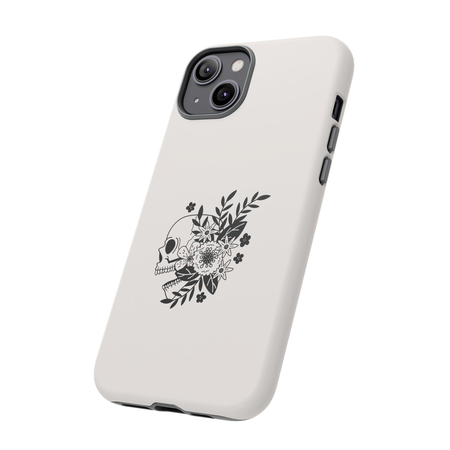 Skull with Flowers Wallpaper Phone Case | iPhone 15 Plus/ Pro, 14, 13, 12| Google Pixel 7, Pro, 5| Samsung Galaxy S23 All Major Phone Models