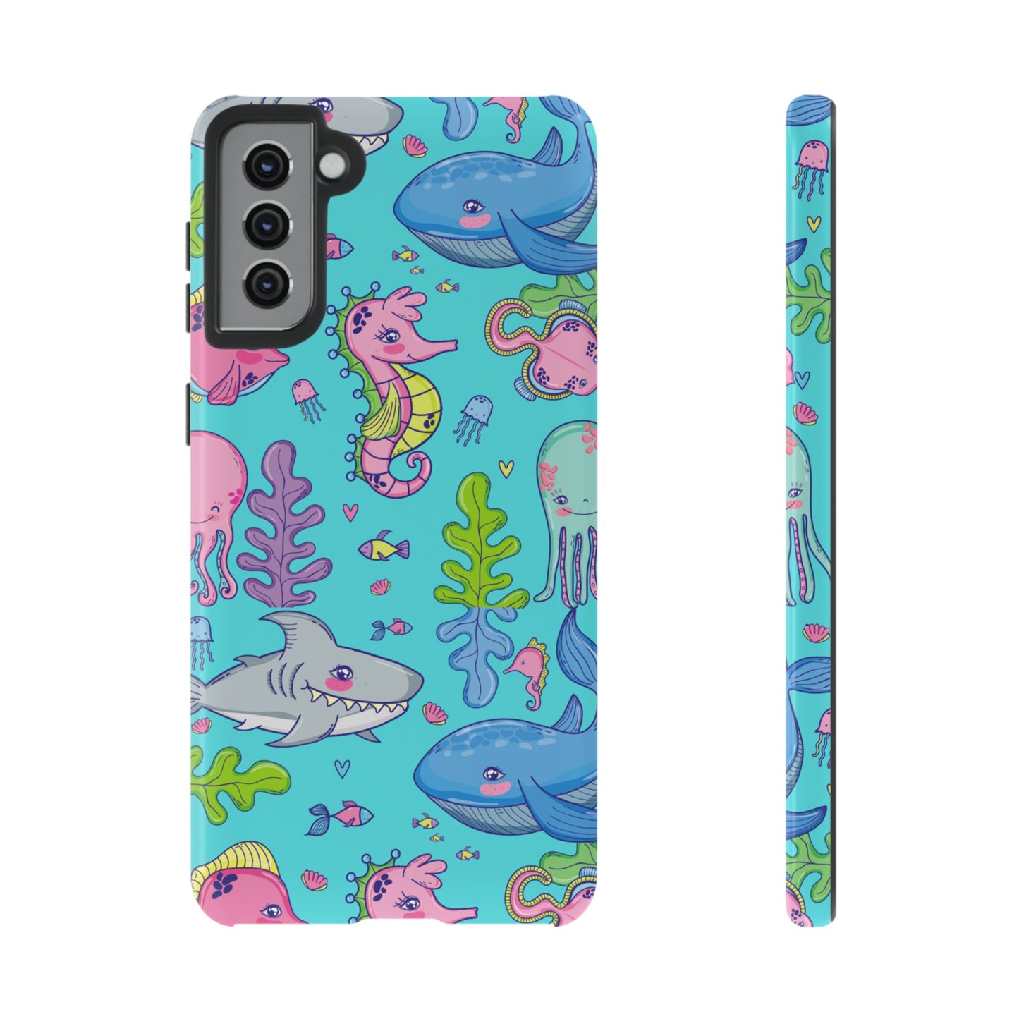 Cartoon Sea Creatures Wallpaper Phone Case | iPhone 15 Plus/ Pro, 14, 13, 12| Google Pixel 7, Pro, 5| Samsung Galaxy S23 All Major Phone Models