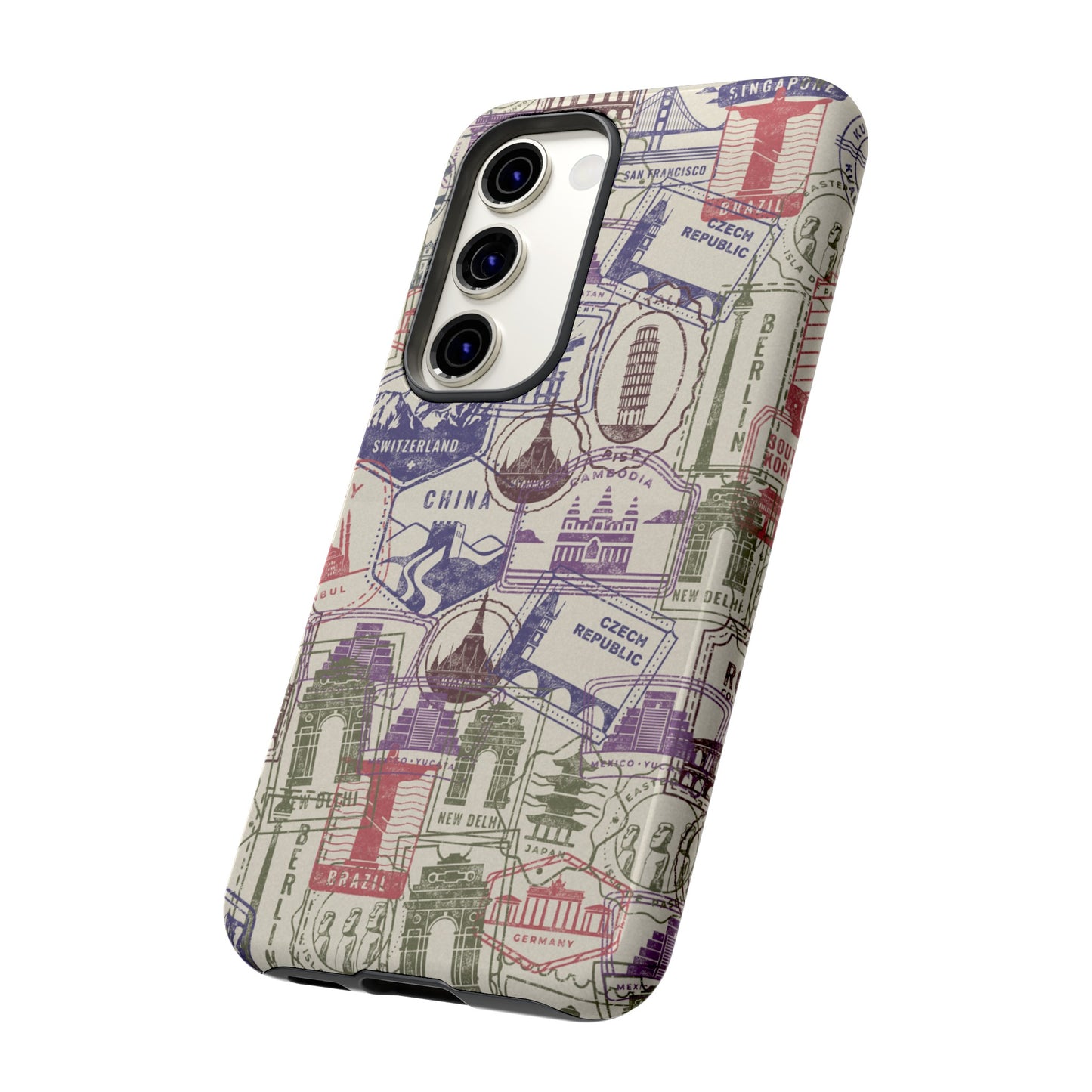 Travel Stamp Wallpaper Phone Case | iPhone 15 Plus/ Pro, 14, 13, 12| Google Pixel 7, Pro, 5| Samsung Galaxy S23 All Major Phone Models