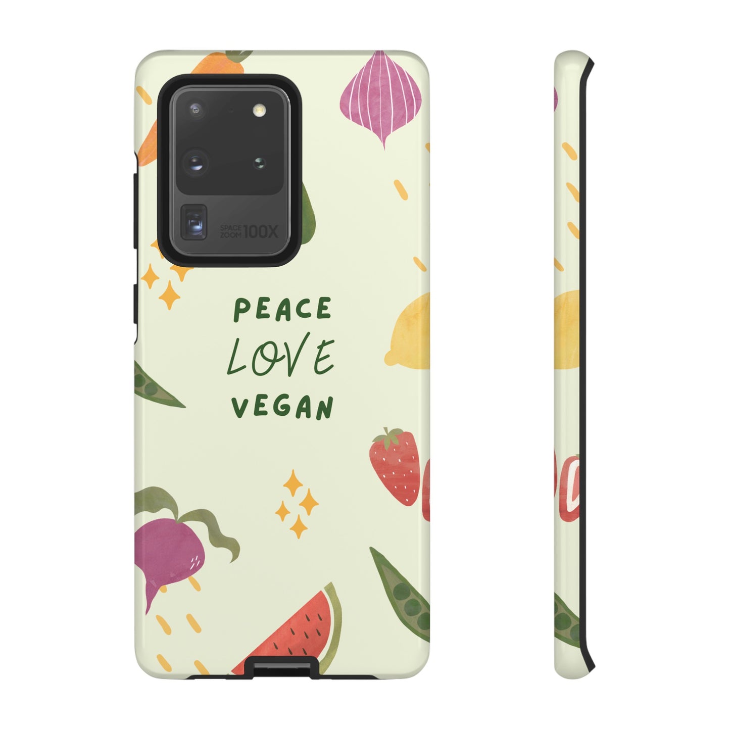 Peace Love Vegan Wallpaper Phone Case | iPhone 15 Plus/ Pro, 14, 13, 12| Google Pixel 7, Pro, 5| Samsung Galaxy S23 All Major Phone Models