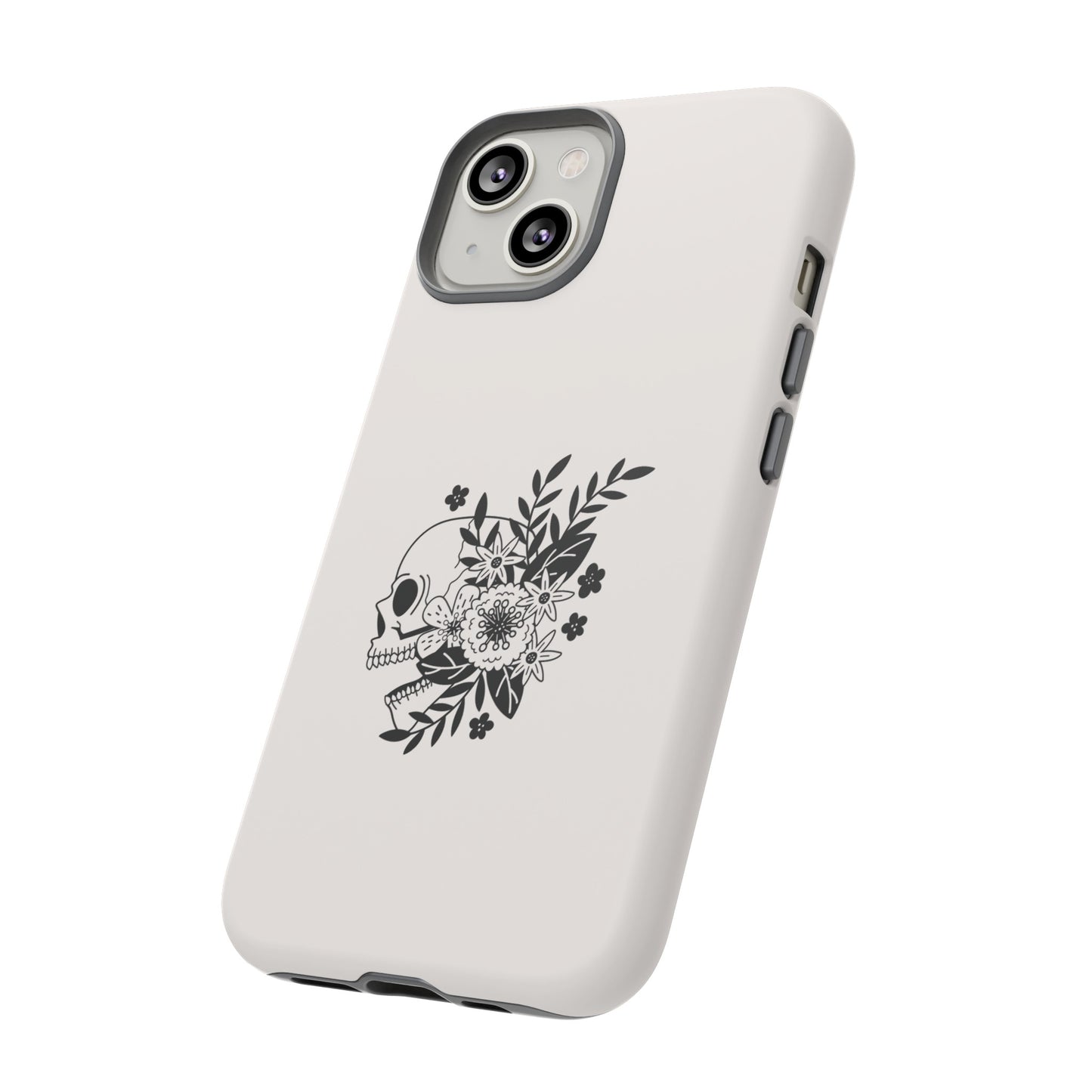 Skull with Flowers Wallpaper Phone Case | iPhone 15 Plus/ Pro, 14, 13, 12| Google Pixel 7, Pro, 5| Samsung Galaxy S23 All Major Phone Models