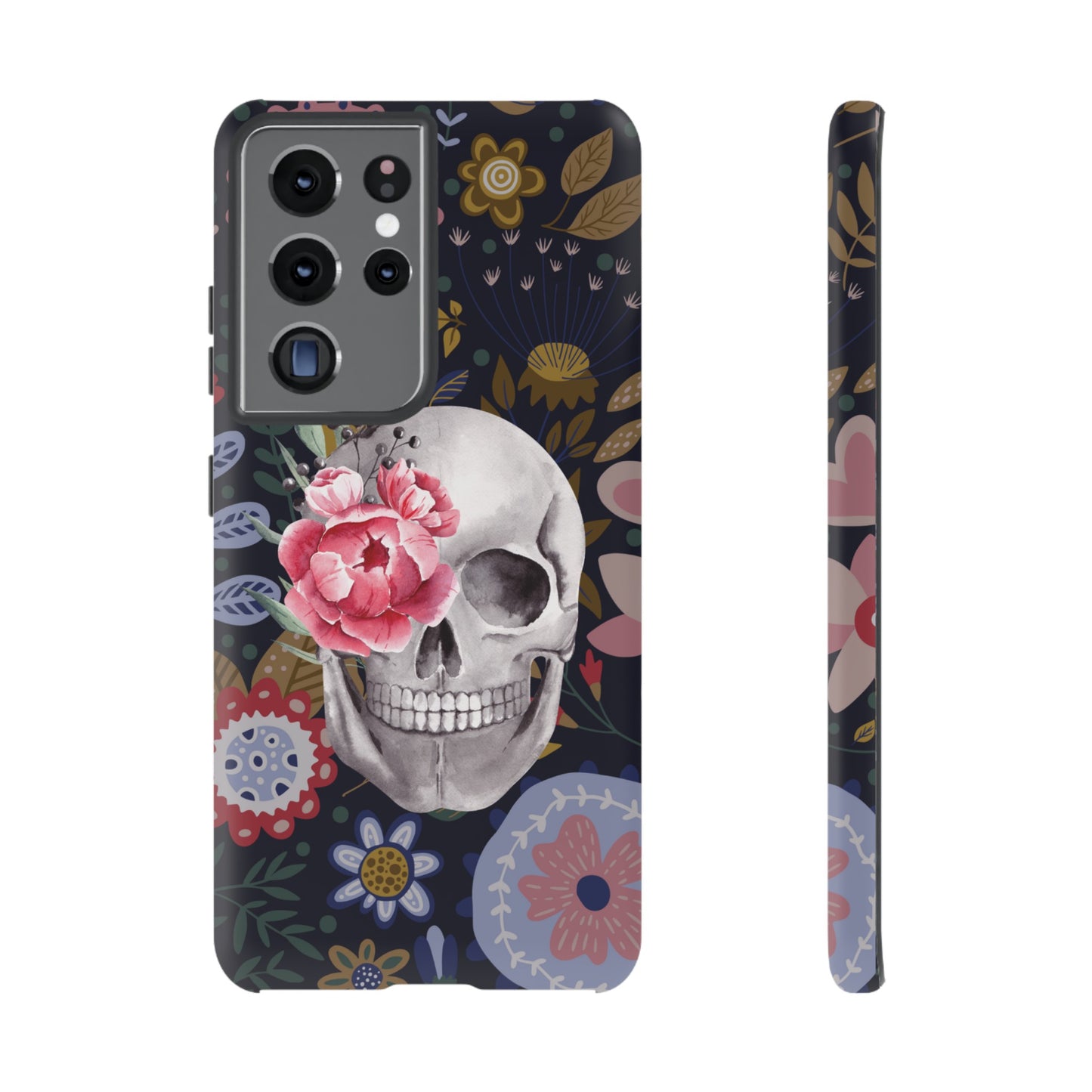 Floral Skull Wallpaper Phone Case | iPhone 15 Plus/ Pro, 14, 13, 12| Google Pixel 7, Pro, 5| Samsung Galaxy S23 All Major Phone Models