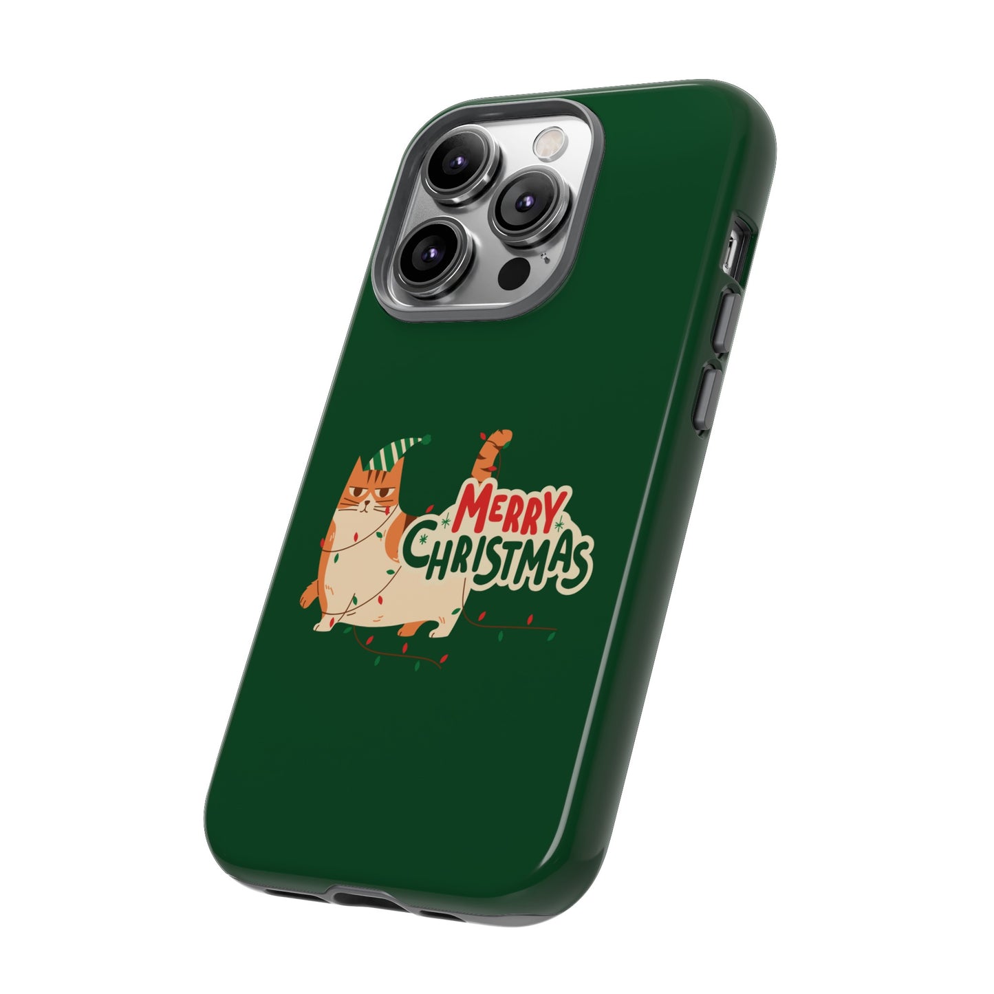 Cat Merry Christmas Phone Case | iPhone 15 Plus/ Pro, 14, 13, 12| Google Pixel 7, Pro, 5| Samsung Galaxy S23 All Major Phone Models