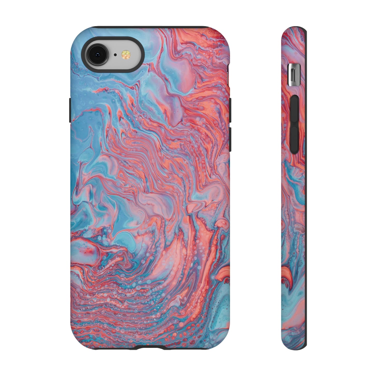 Coral Pink & Blue Abstract Paint Phone Case|iPhone 15 Plus/ Pro, 14, 13, 12|Google Pixel 7, Pro, 5|Samsung Galaxy S23 All Major Phone Models