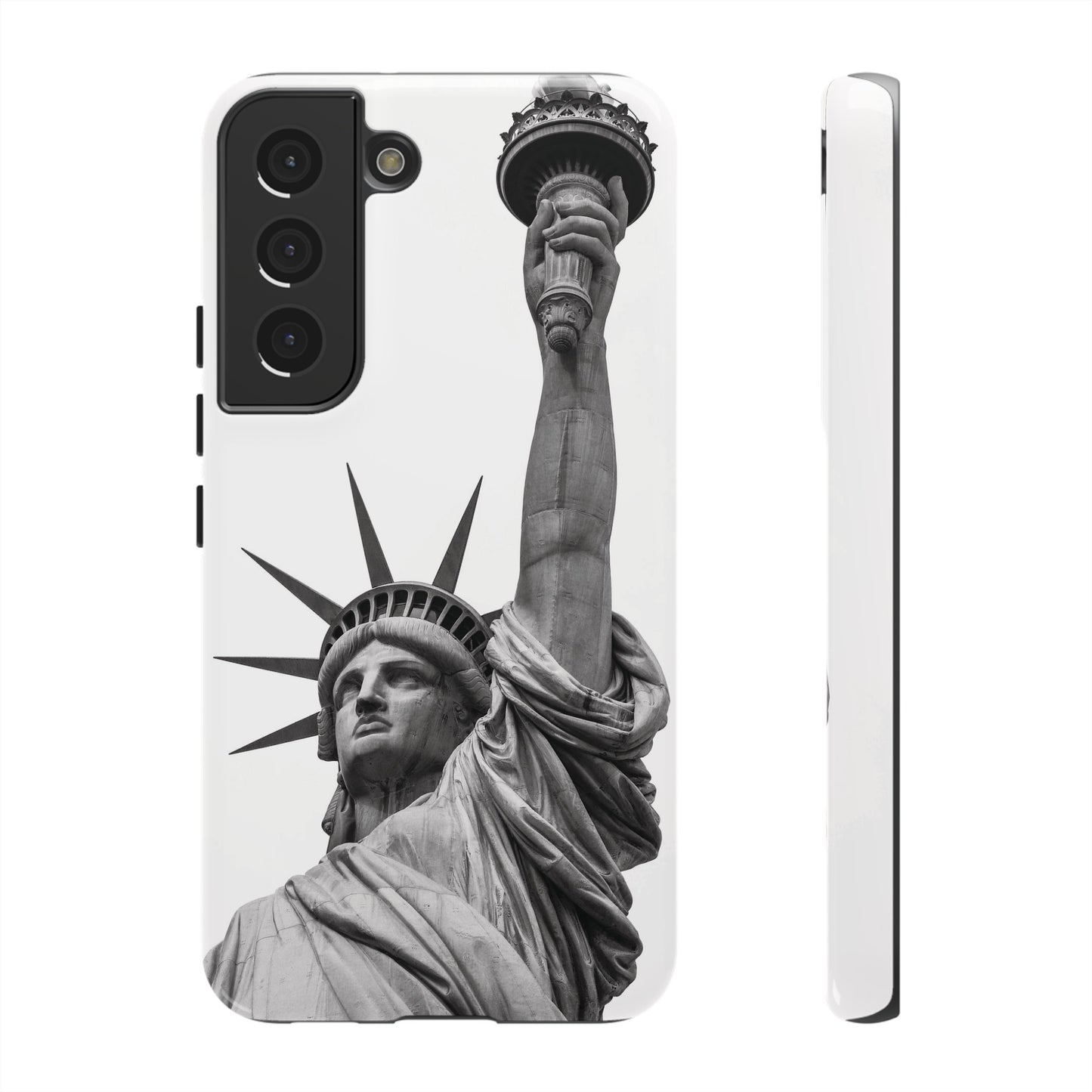 Black & White Statue of Liberty Wallpaper Phone Case | iPhone 15 Plus/ Pro, 14, 13, 12| Google Pixel 7, Pro, 5| Samsung Galaxy S23 All Major Phone Models