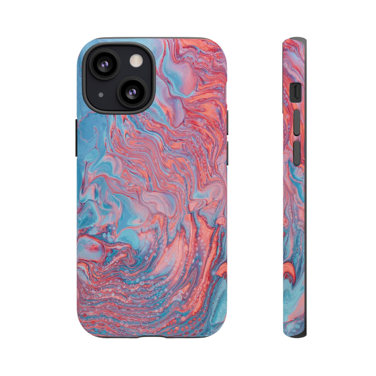 Coral Pink & Blue Abstract Paint Phone Case|iPhone 15 Plus/ Pro, 14, 13, 12|Google Pixel 7, Pro, 5|Samsung Galaxy S23 All Major Phone Models