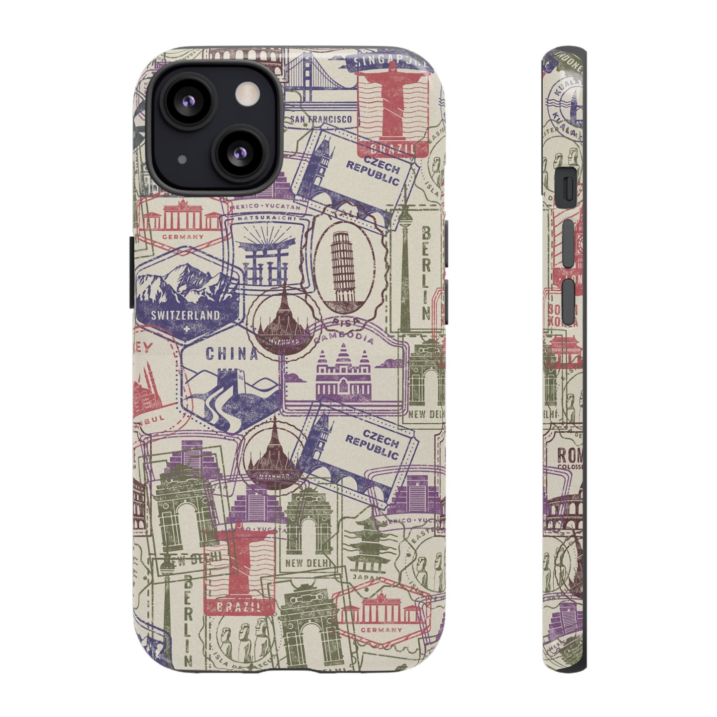 Travel Stamp Wallpaper Phone Case | iPhone 15 Plus/ Pro, 14, 13, 12| Google Pixel 7, Pro, 5| Samsung Galaxy S23 All Major Phone Models