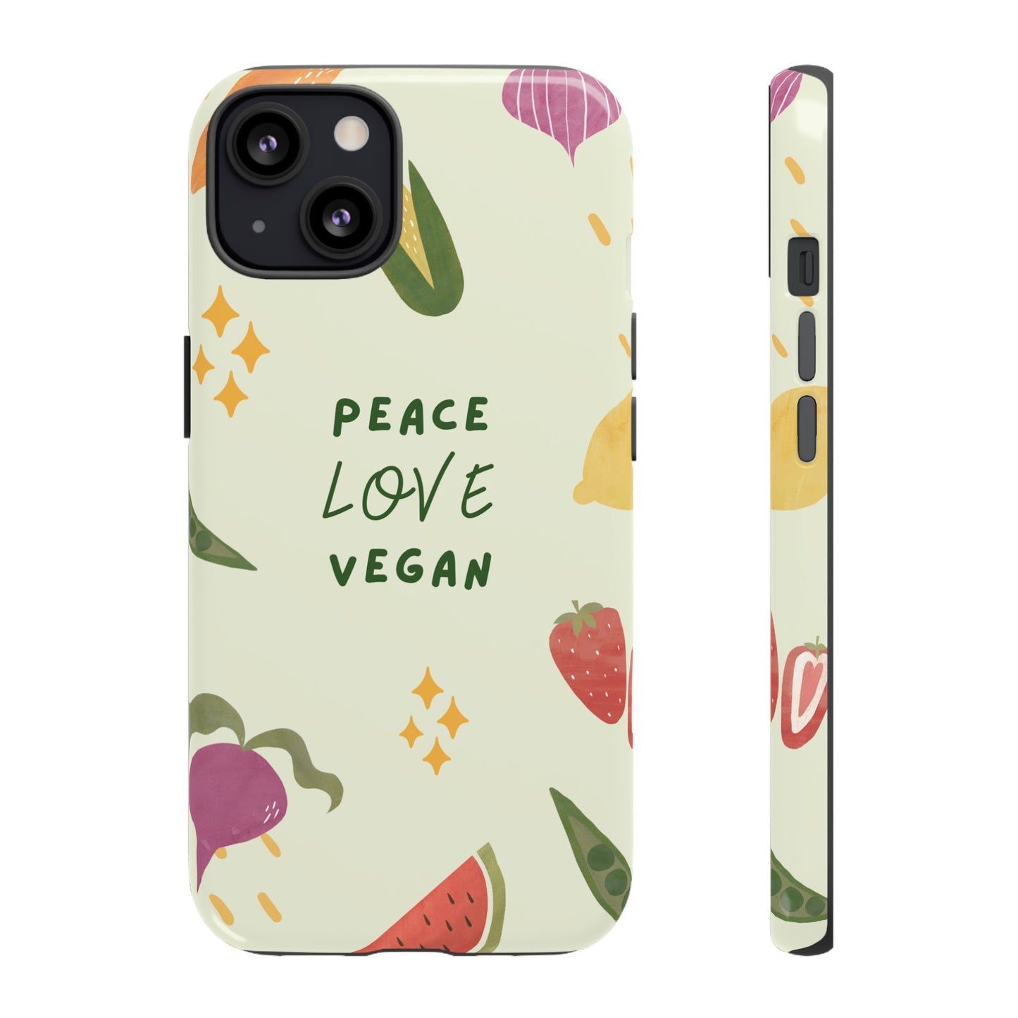 Peace Love Vegan Wallpaper Phone Case | iPhone 15 Plus/ Pro, 14, 13, 12| Google Pixel 7, Pro, 5| Samsung Galaxy S23 All Major Phone Models