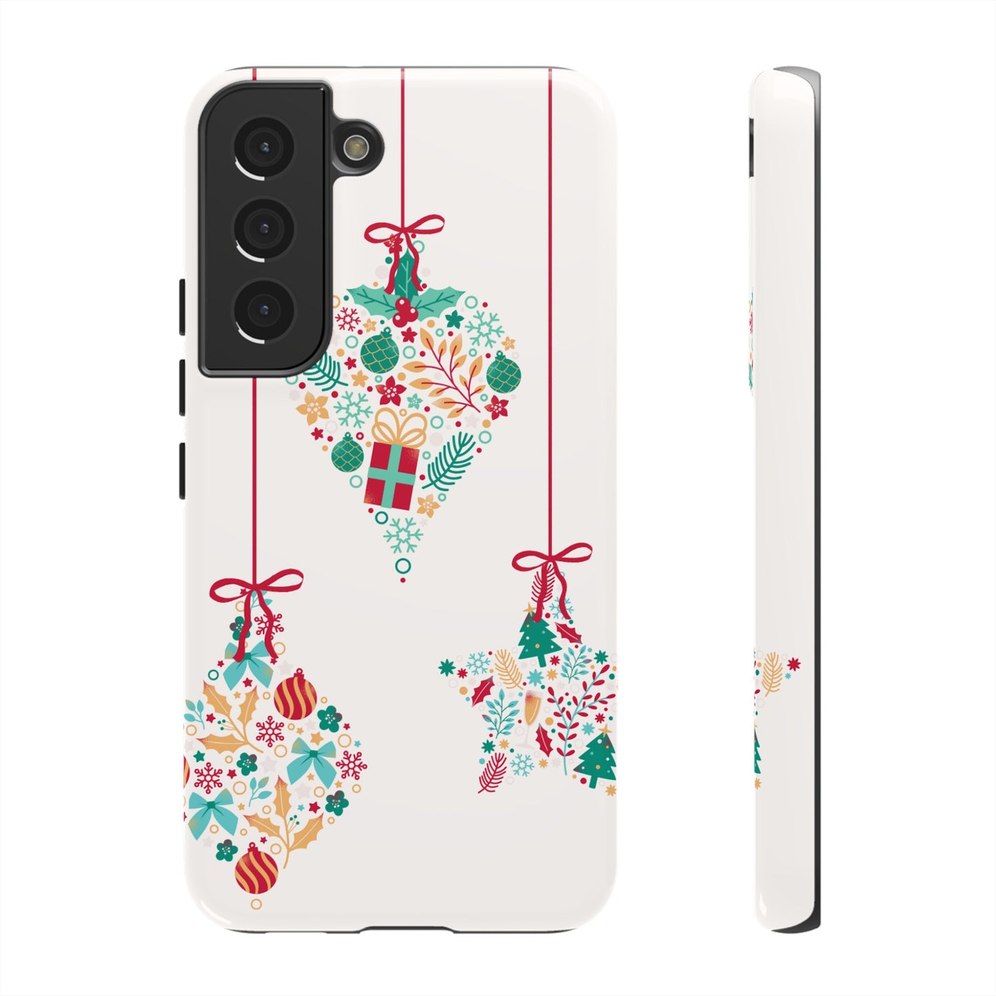 Christmas Ornaments Wallpaper Phone Case | iPhone 15 Plus/ Pro, 14, 13, 12| Google Pixel 7, Pro, 5| Samsung Galaxy S23 All Major Phone Models