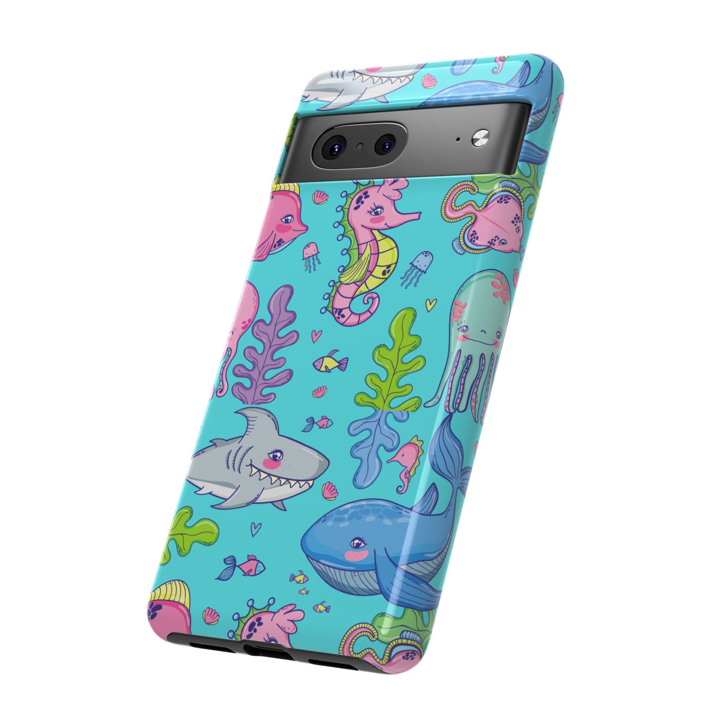 Cartoon Sea Creatures Wallpaper Phone Case | iPhone 15 Plus/ Pro, 14, 13, 12| Google Pixel 7, Pro, 5| Samsung Galaxy S23 All Major Phone Models