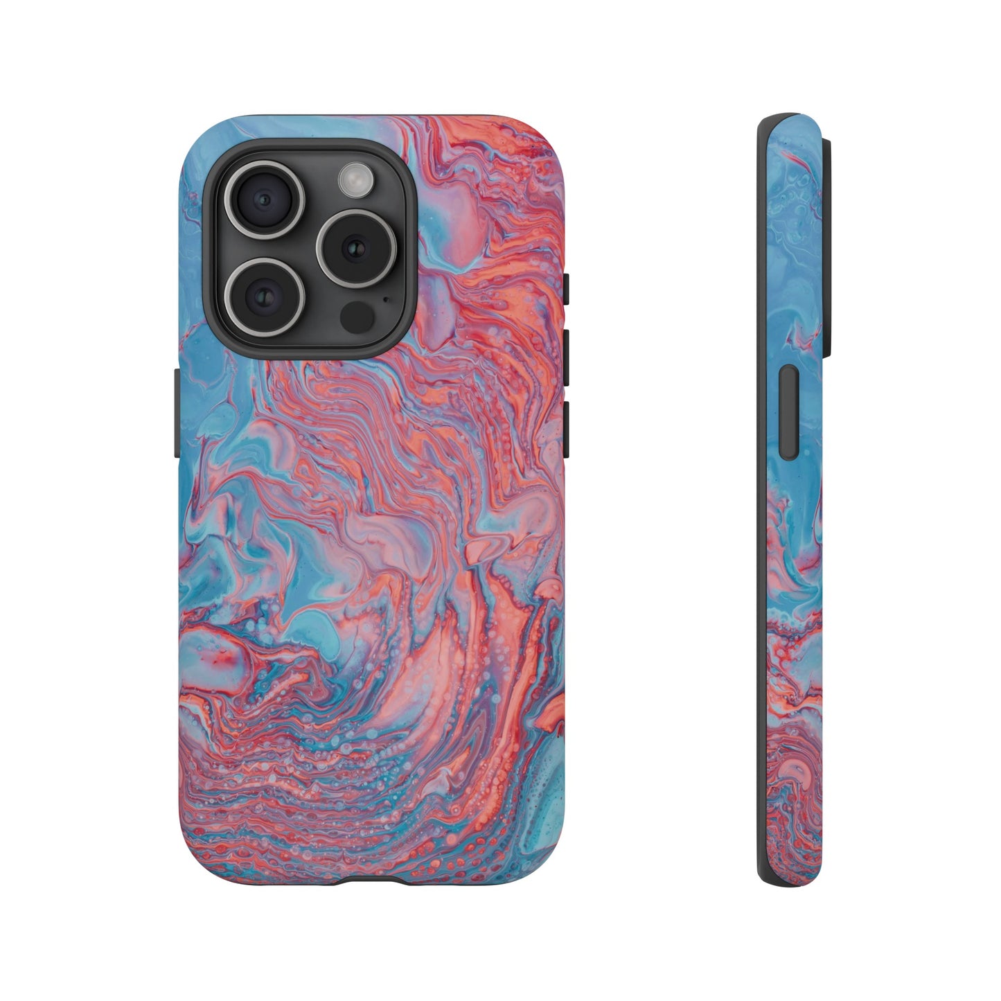 Coral Pink & Blue Abstract Paint Phone Case|iPhone 15 Plus/ Pro, 14, 13, 12|Google Pixel 7, Pro, 5|Samsung Galaxy S23 All Major Phone Models