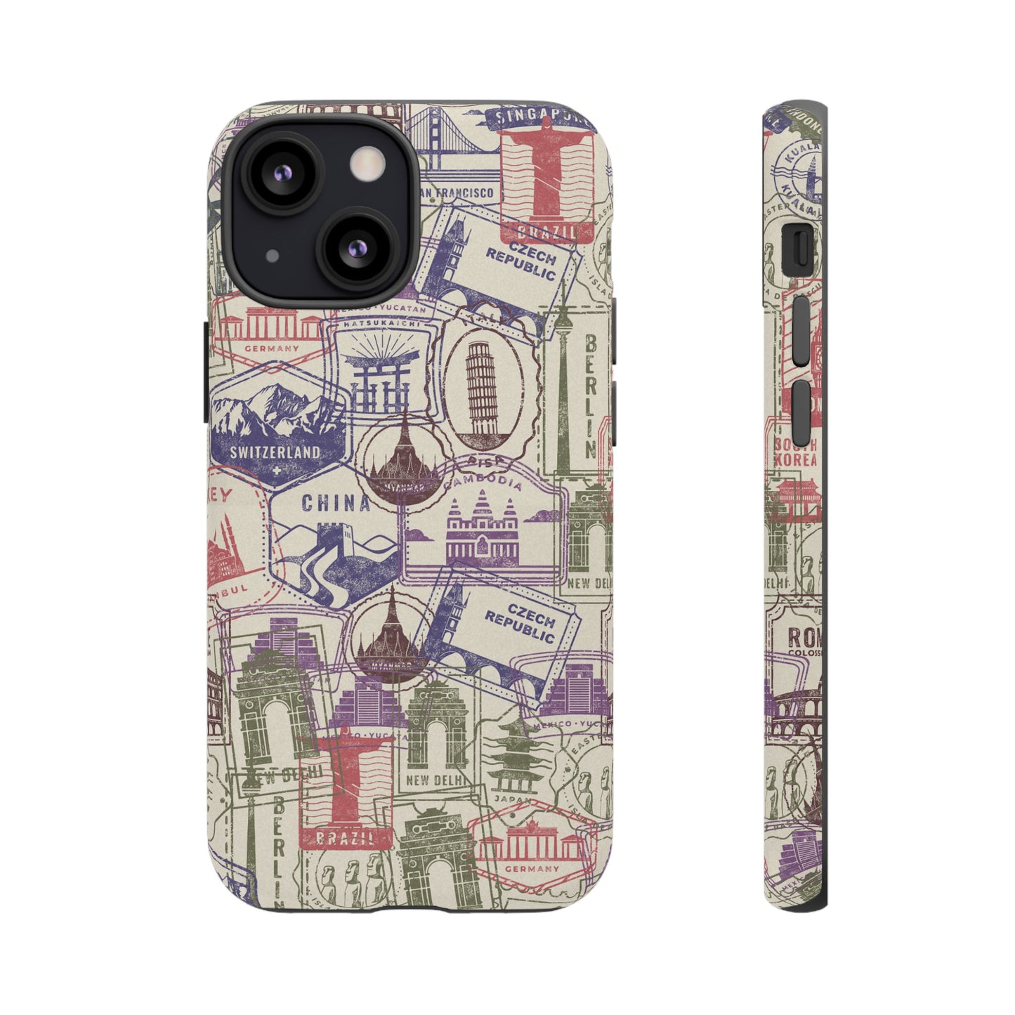 Travel Stamp Wallpaper Phone Case | iPhone 15 Plus/ Pro, 14, 13, 12| Google Pixel 7, Pro, 5| Samsung Galaxy S23 All Major Phone Models