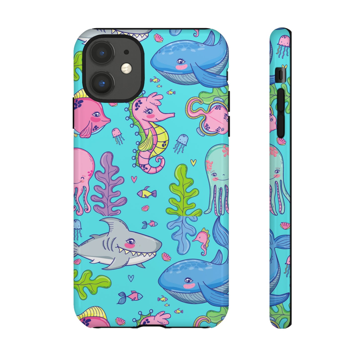 Cartoon Sea Creatures Wallpaper Phone Case | iPhone 15 Plus/ Pro, 14, 13, 12| Google Pixel 7, Pro, 5| Samsung Galaxy S23 All Major Phone Models