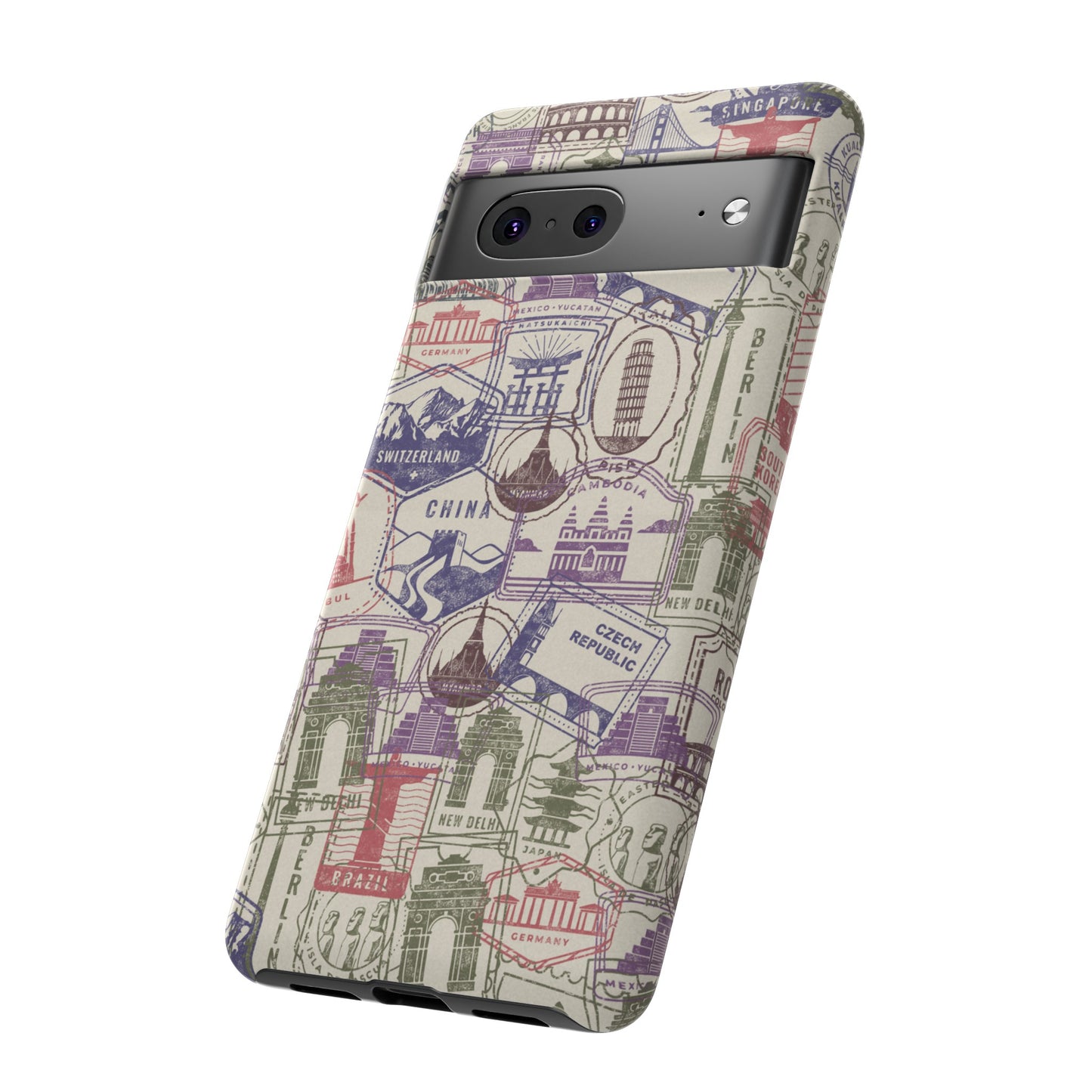 Travel Stamp Wallpaper Phone Case | iPhone 15 Plus/ Pro, 14, 13, 12| Google Pixel 7, Pro, 5| Samsung Galaxy S23 All Major Phone Models